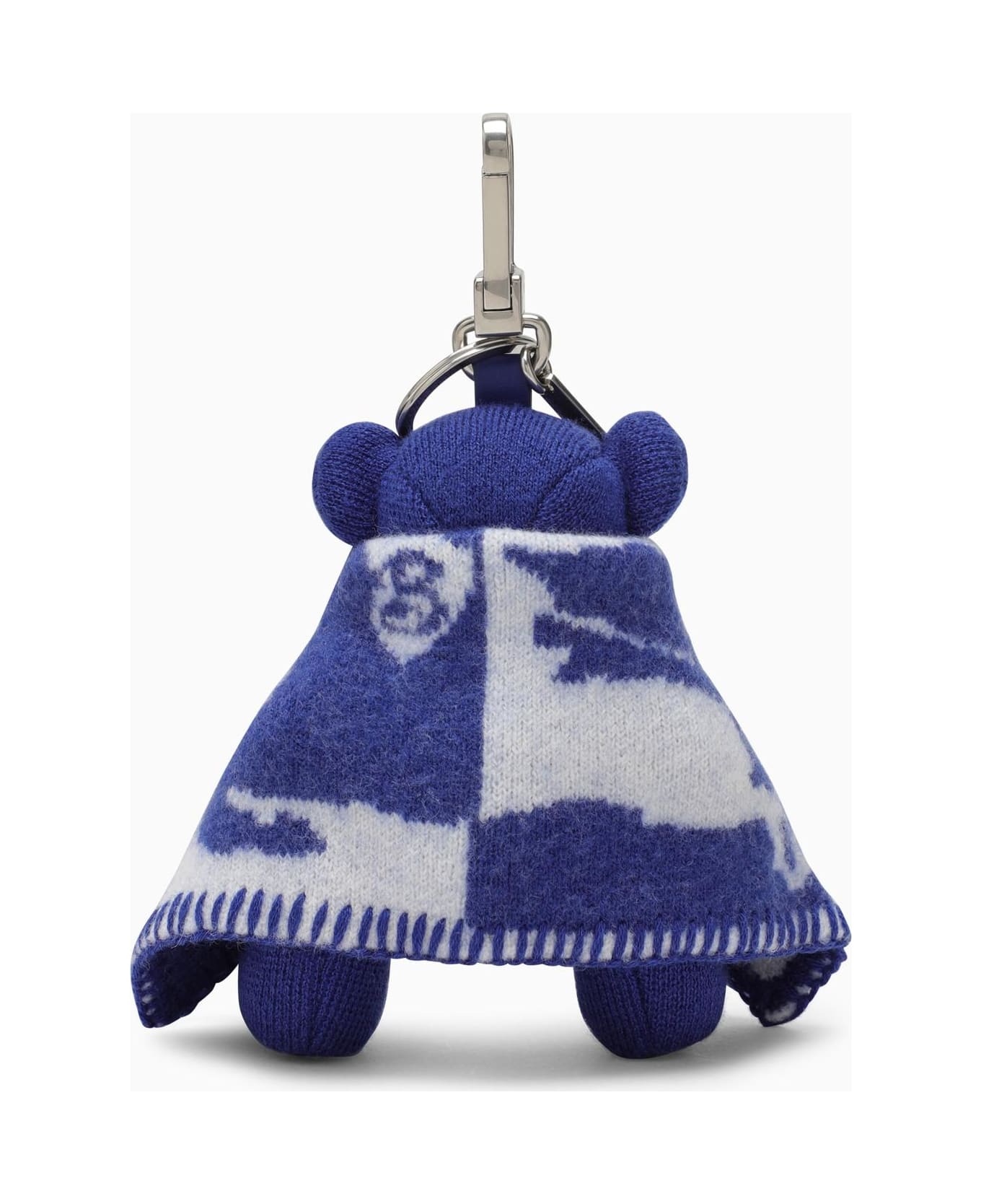 Burberry Charm Thomas Bear With Blanket In Wool - BLUE/WHITE