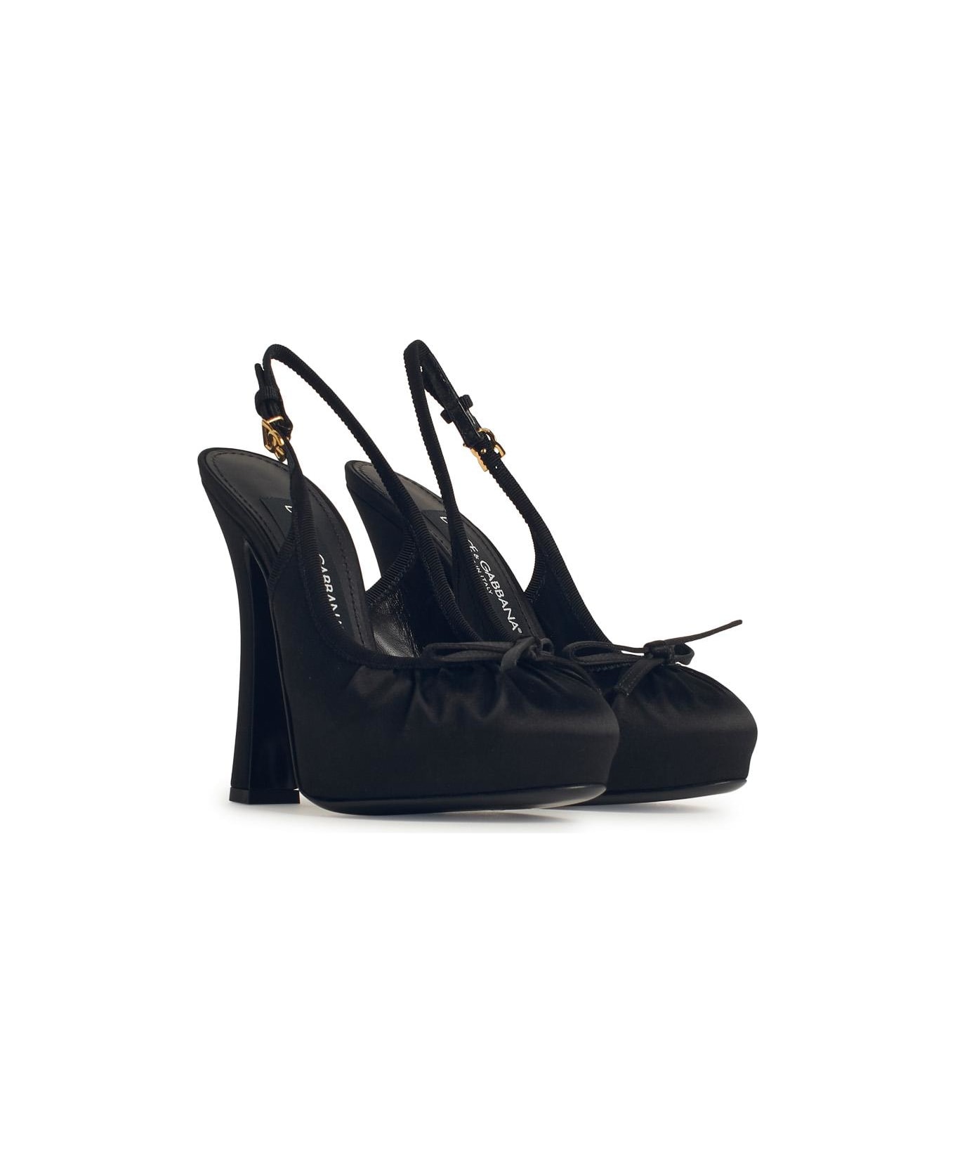 Dolce 
Gabbana Black Satin Sandals - Black