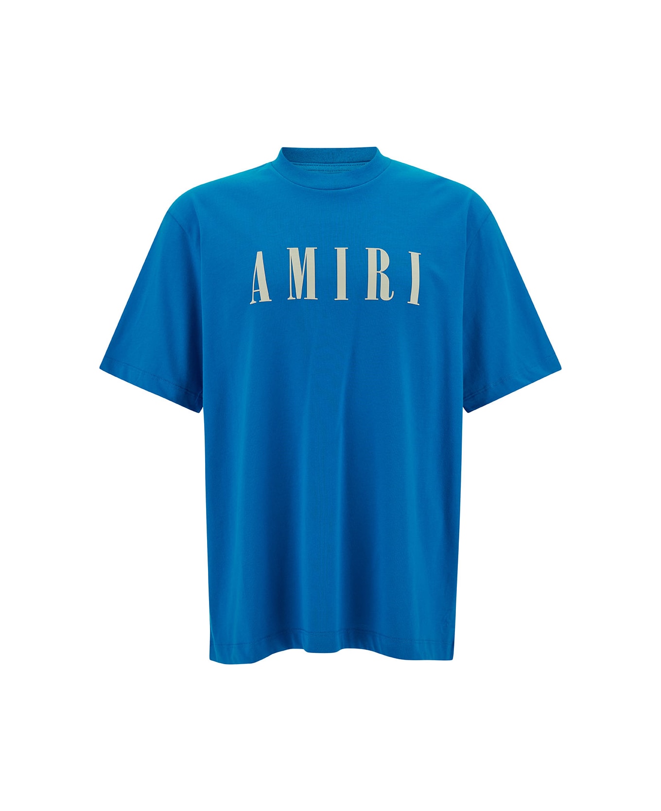 AMIRI Light Blue T-shirt With Contrasting Logo Print In Cotton Man - Blu シャツ