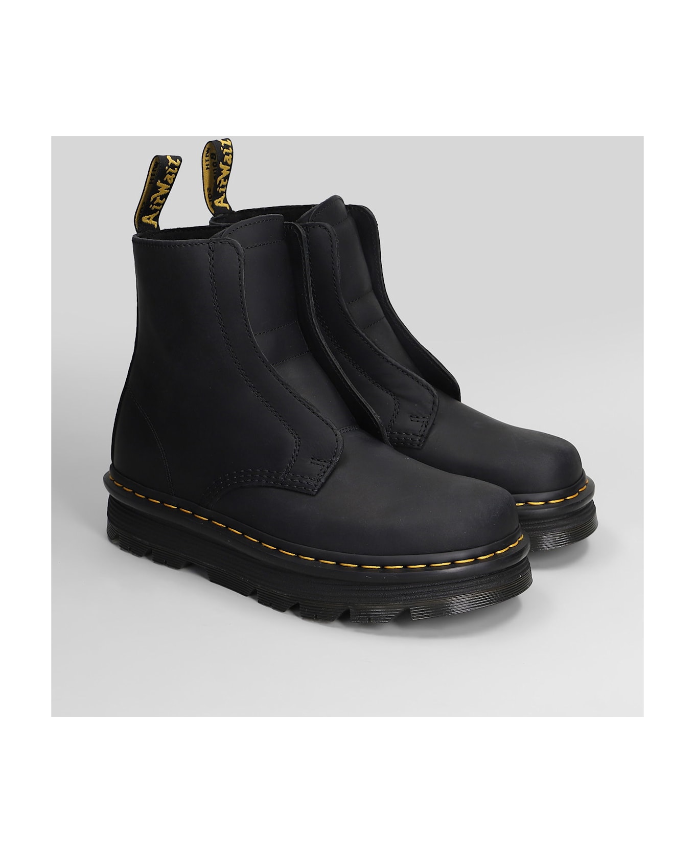 Dr. Martens Zebzag Lace Less Combat Boots In Black Leather - black