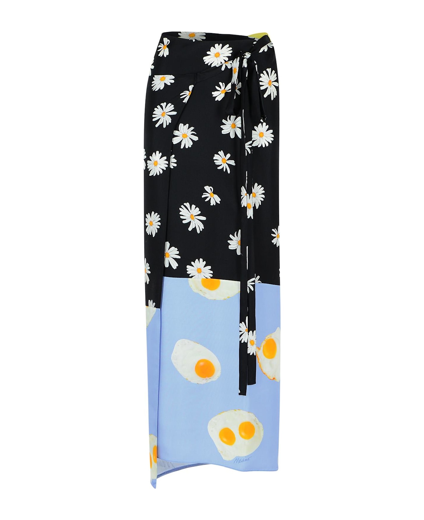 Moschino 
patchwork
 Black Silk Skirt - Red