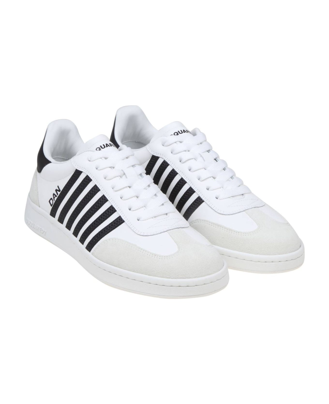 Dsquared2 White/black Leather Boxer Sneakers - white/black スニーカー