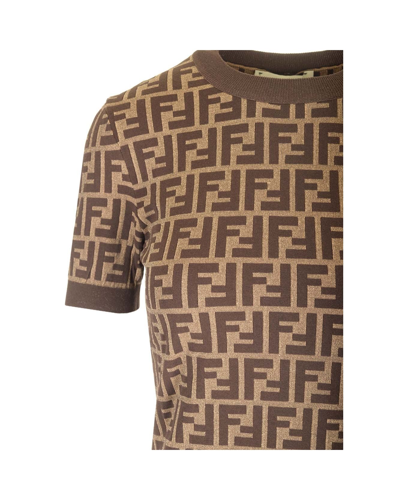 Fendi Ff Cotton Knit Top - Brown