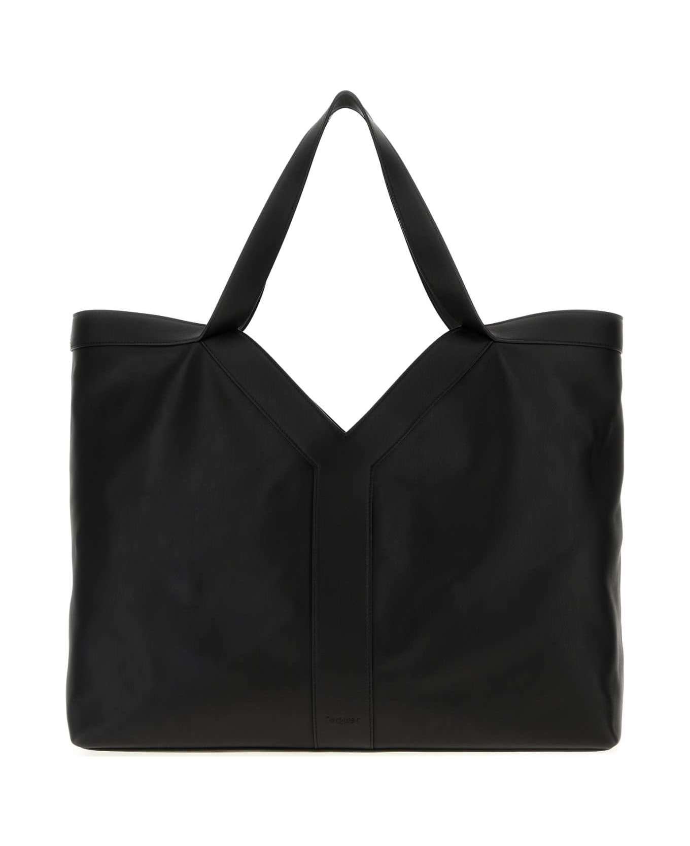 Saint Laurent Black Leather Large Y Shopping Bag - NERO