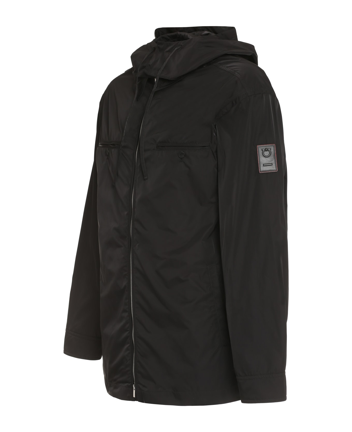 Ferragamo Technical Fabric Hooded Jacket - black