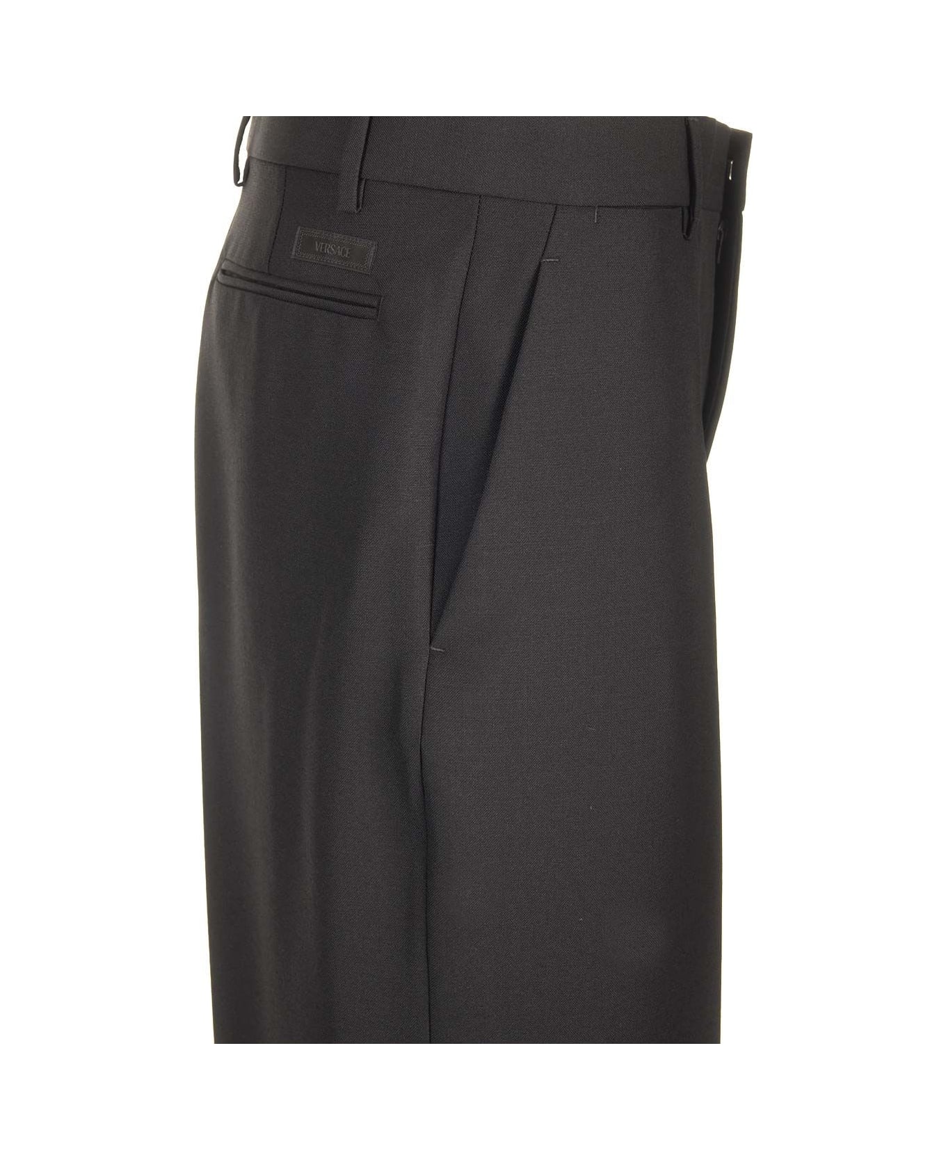 Versace Formal Trousers In Mohair Blend - Black