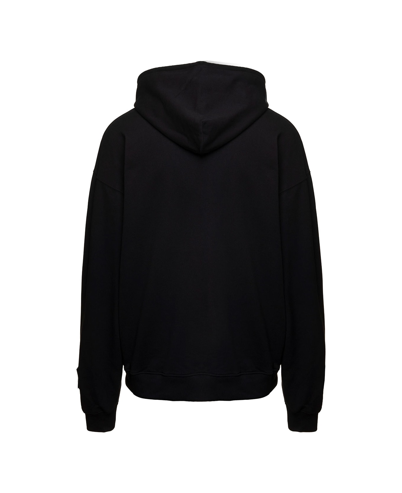 44 Label Group Black Hoodie With Contrasting Logo Embroidery In Cotton Man - Black フリース