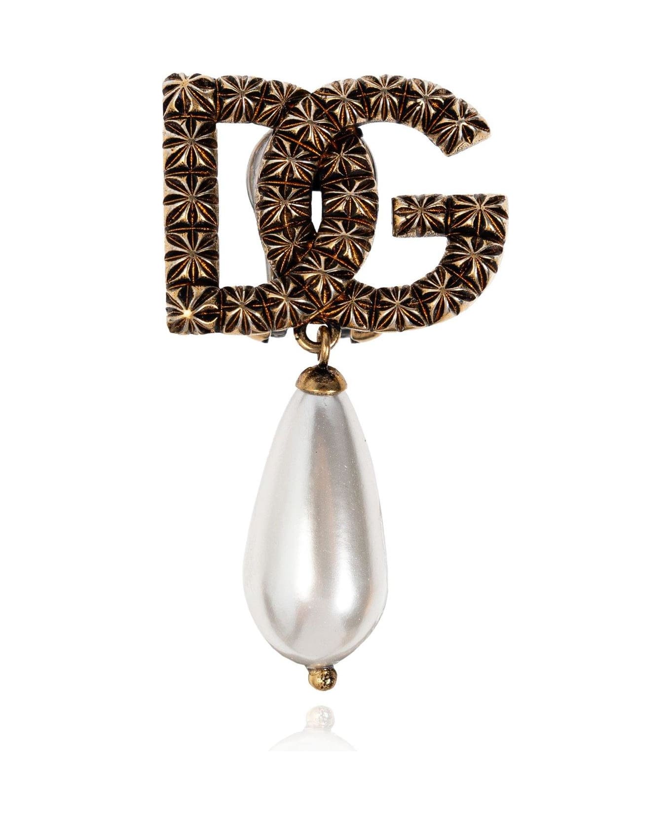 Dolce & Gabbana Dg Logo Drop Earrings - Oro scuro