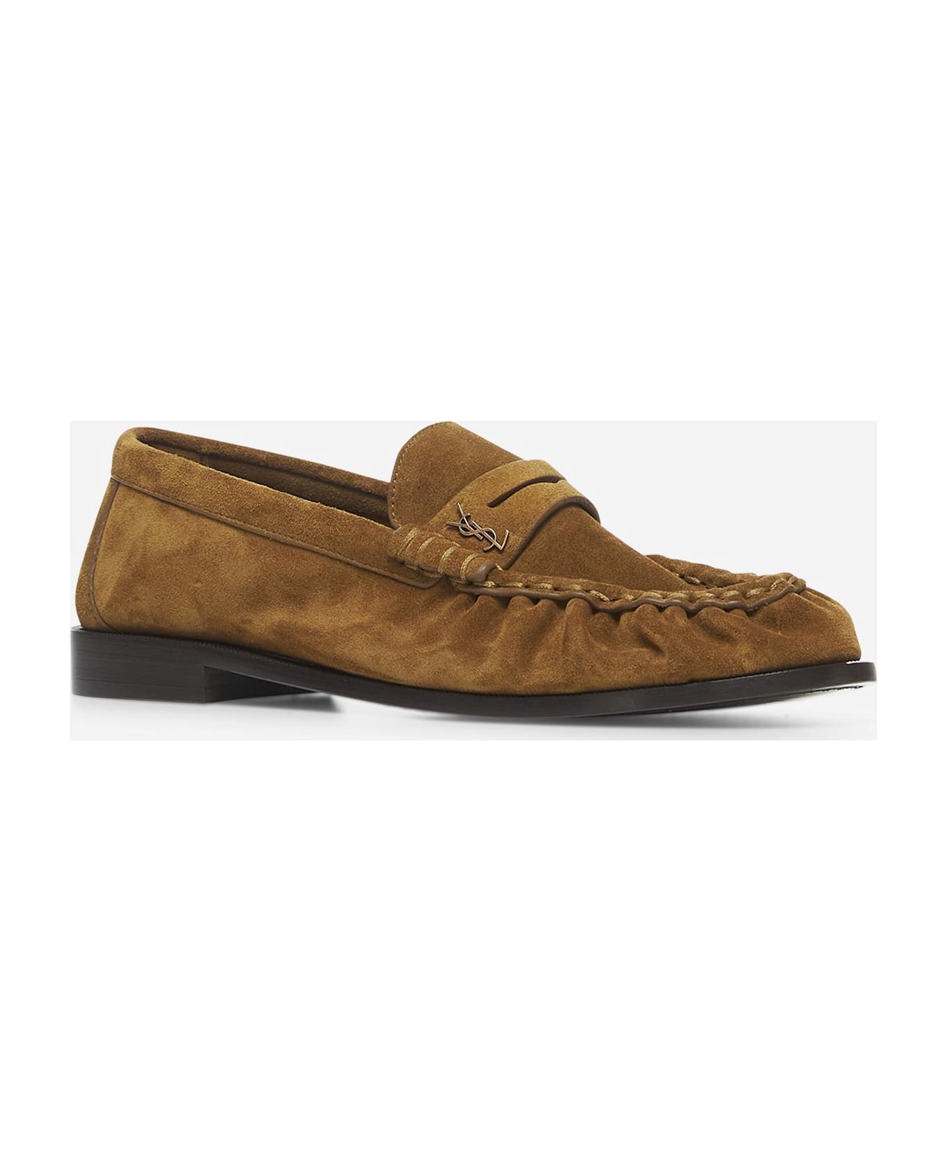 Saint Laurent Cognac Suede Le Loafer Loafers - Cuoio