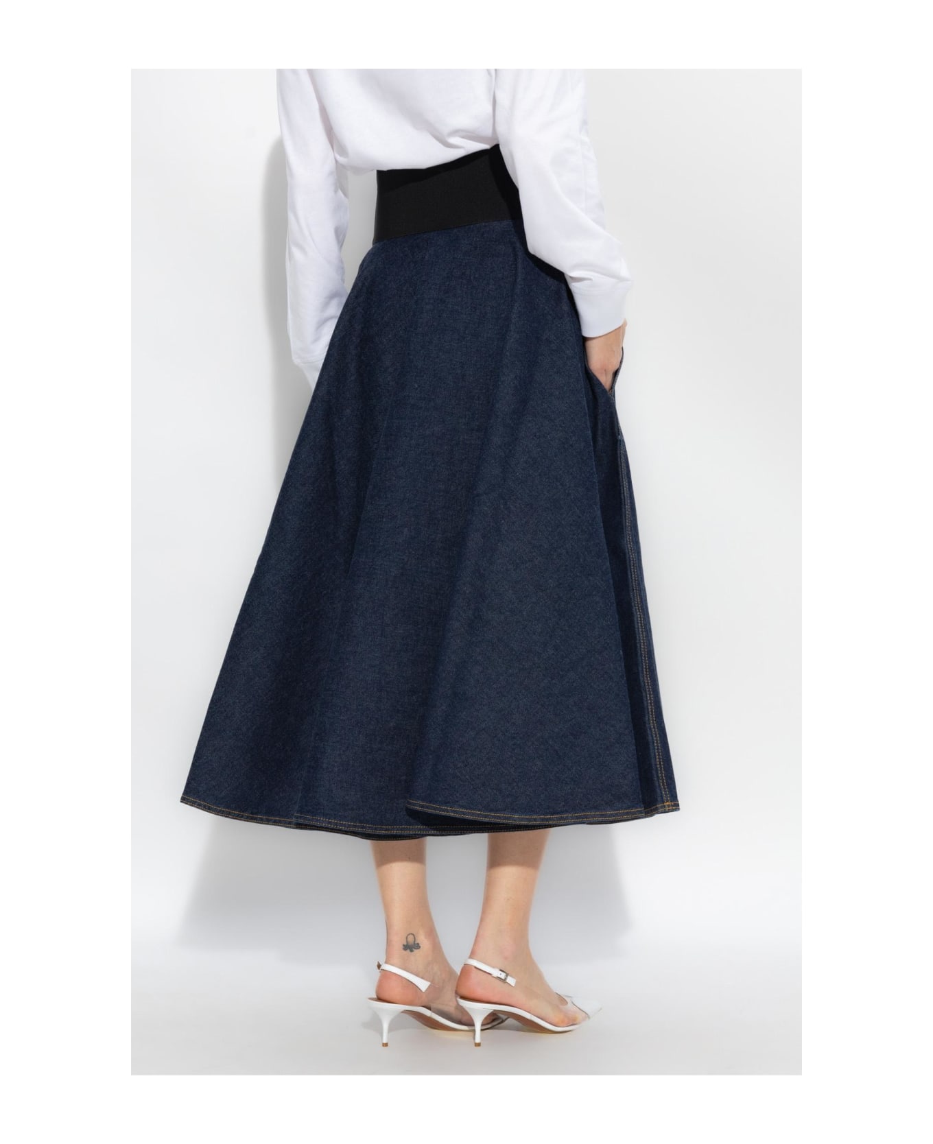 Alaia Ala Belted Denim Skirt - Bleu Denim