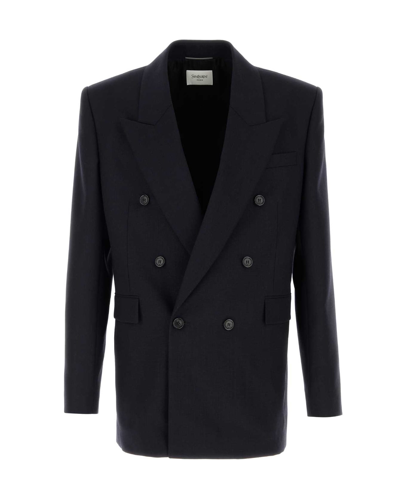 Saint Laurent Dark Blue Wool Blazer - MARINE