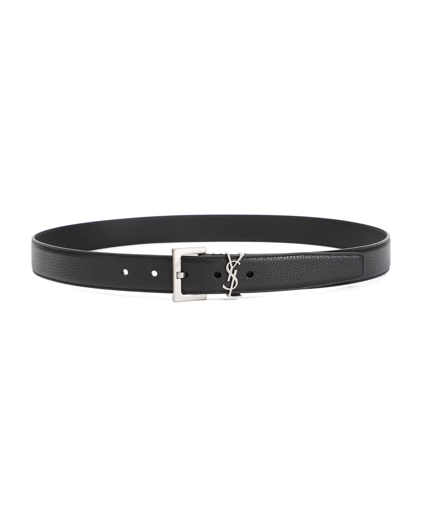 Saint Laurent Grained Calf Leather Belt - Nero