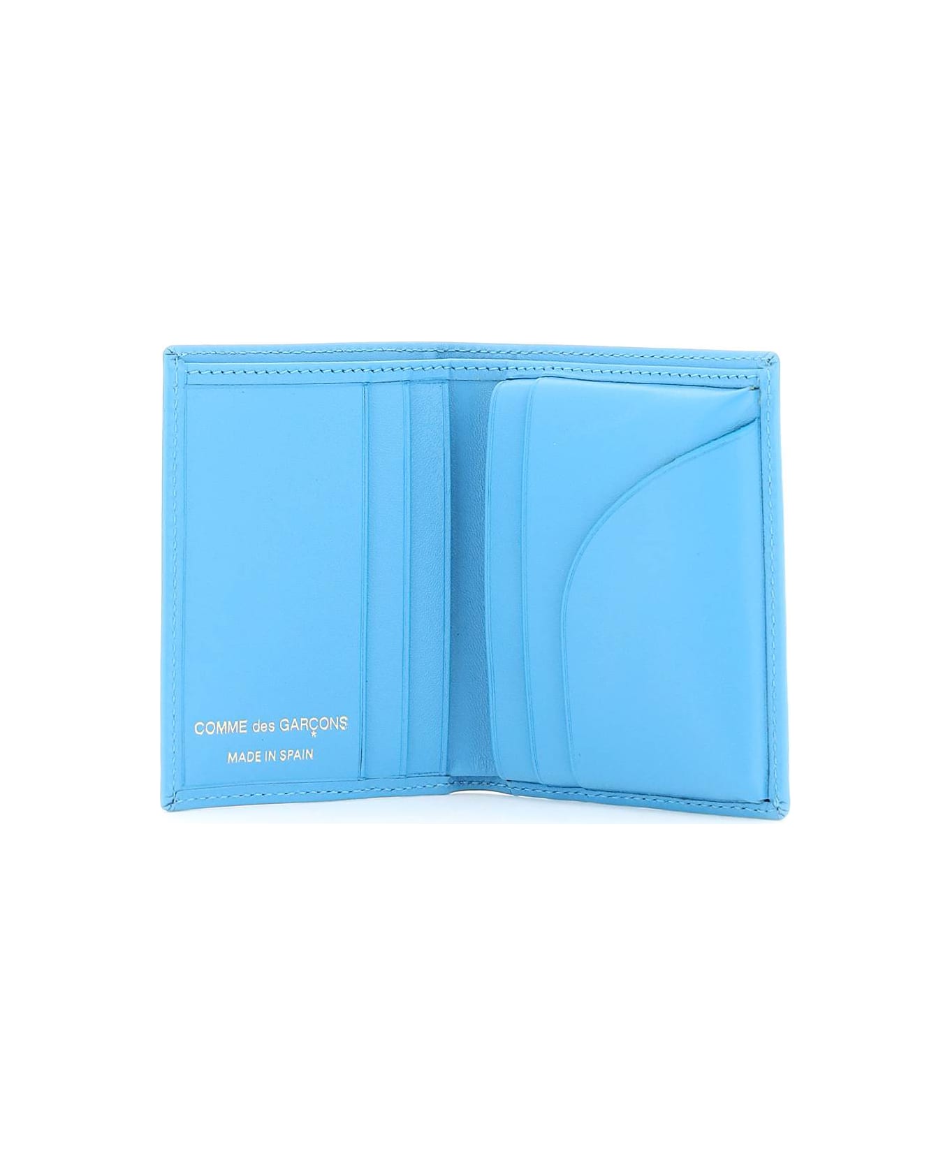 Comme des Garçons Wallet Leather Small Bi-fold Wallet - Blue Blue