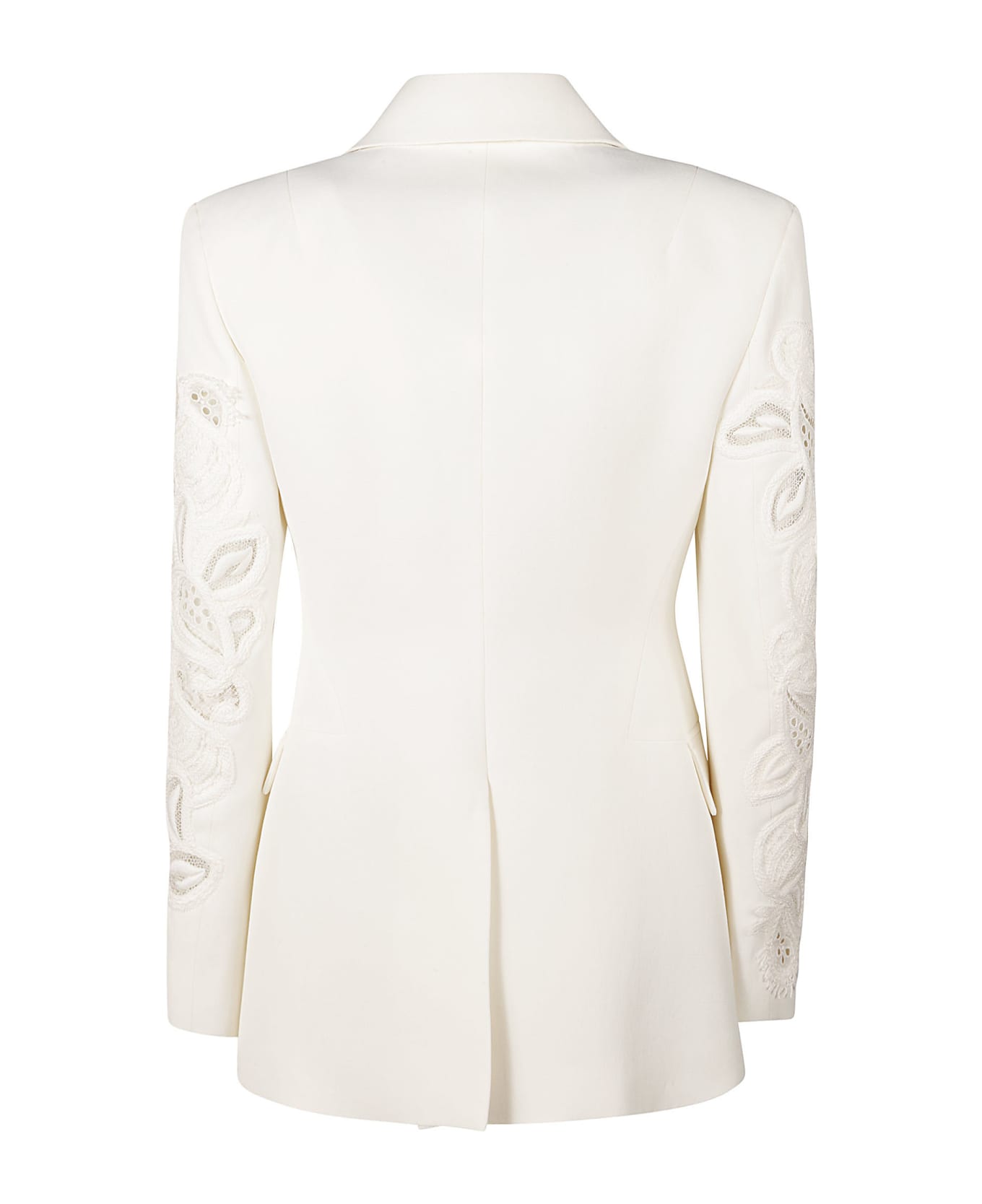 Ermanno Scervino Floral Perforated Sleeve Blazer - White