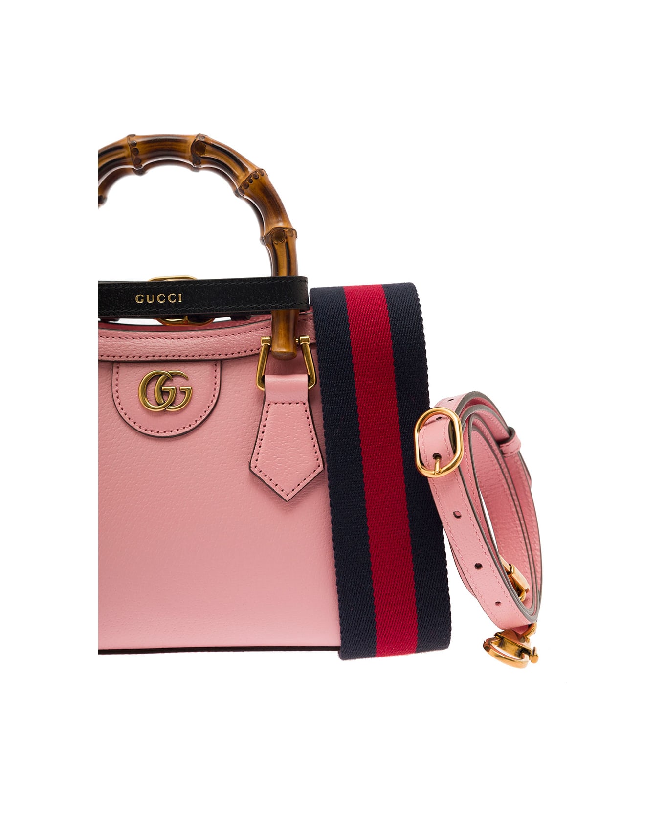Gucci 'diana' Mini Pink Shopping Bag With Bamboo Handles And Double G Detail In Leather Woman