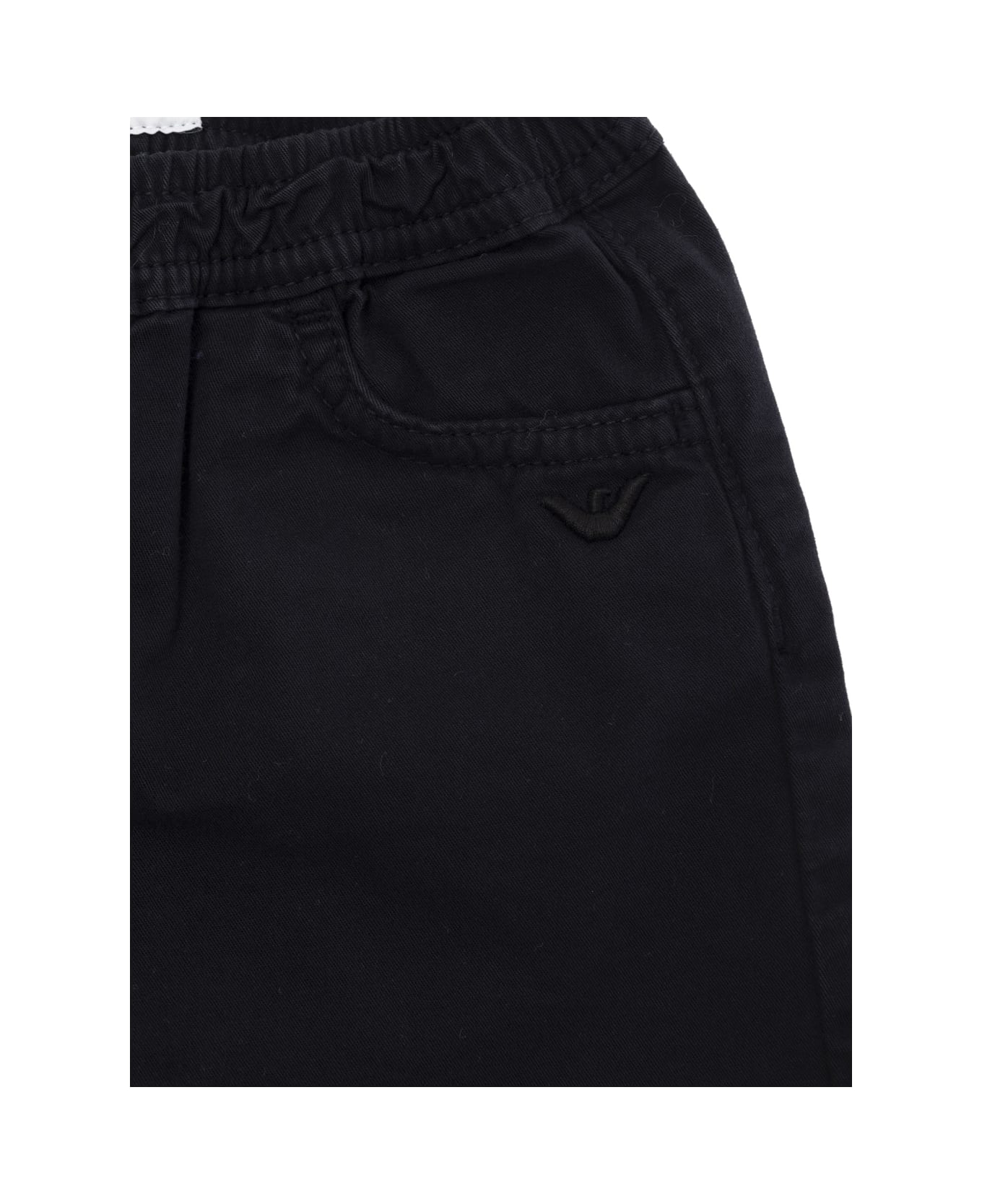 Emporio Armani Black Five-pocket Pants With Logo Embroidery In Cotton Baby - Blu