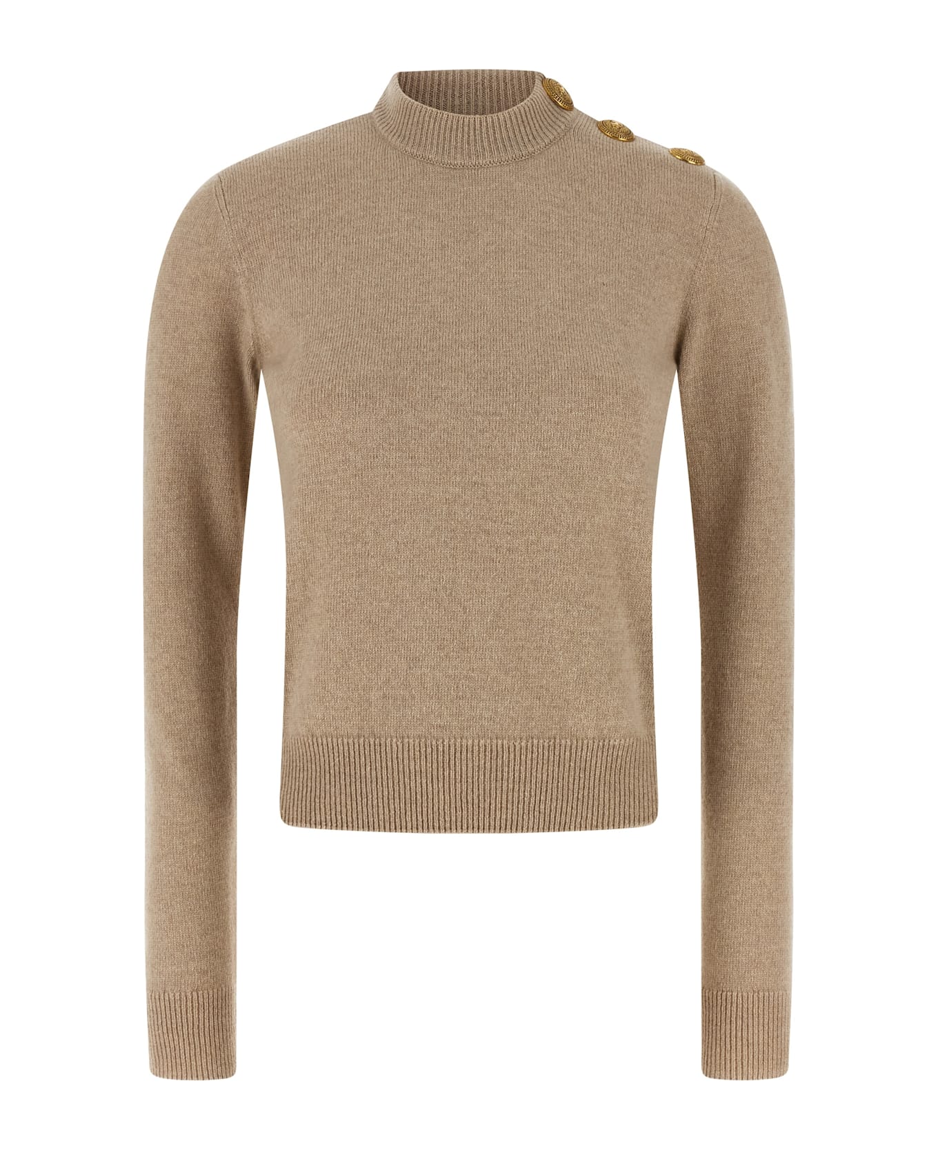 Balmain Eco-cashmere Button Sweater - Beige