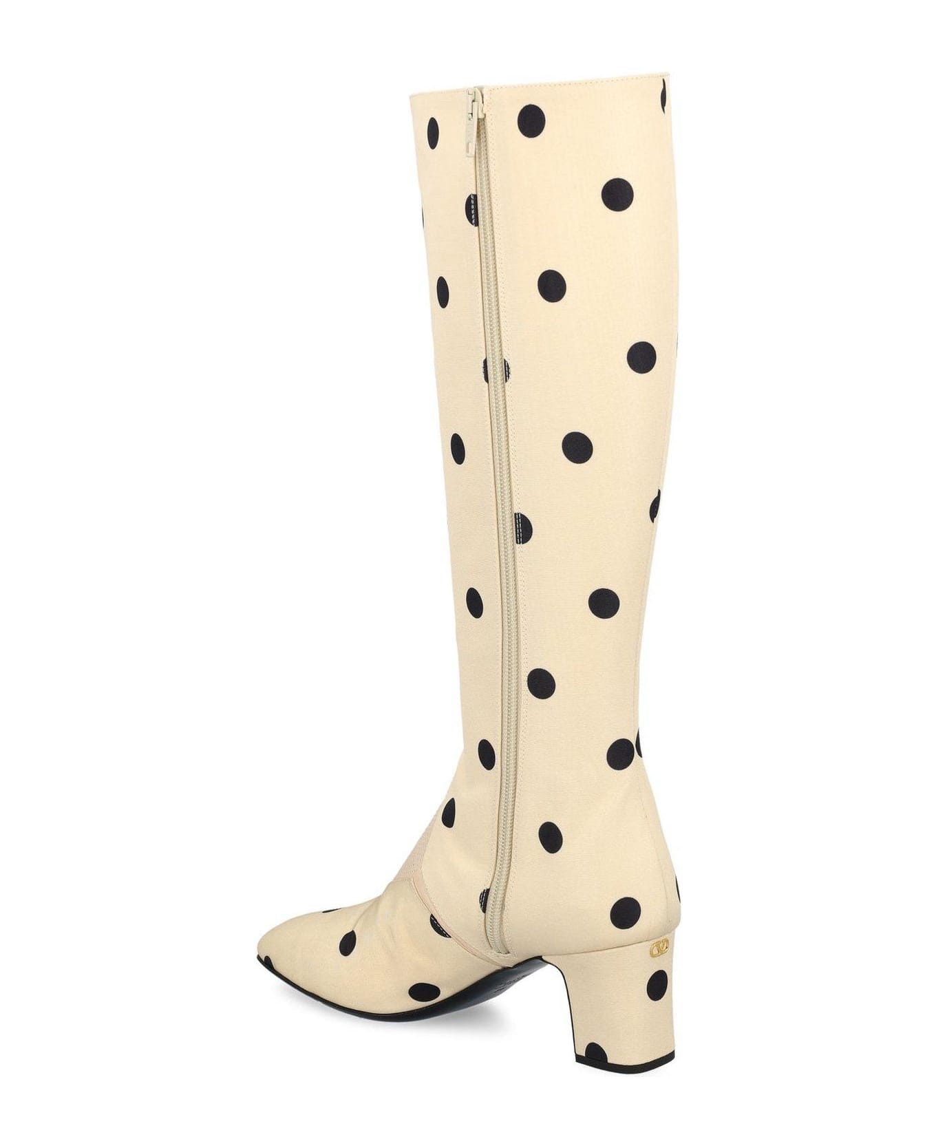 Valentino Garavani Equivoque Polka Dot Printed Boots - NEUTRALS/BLACK