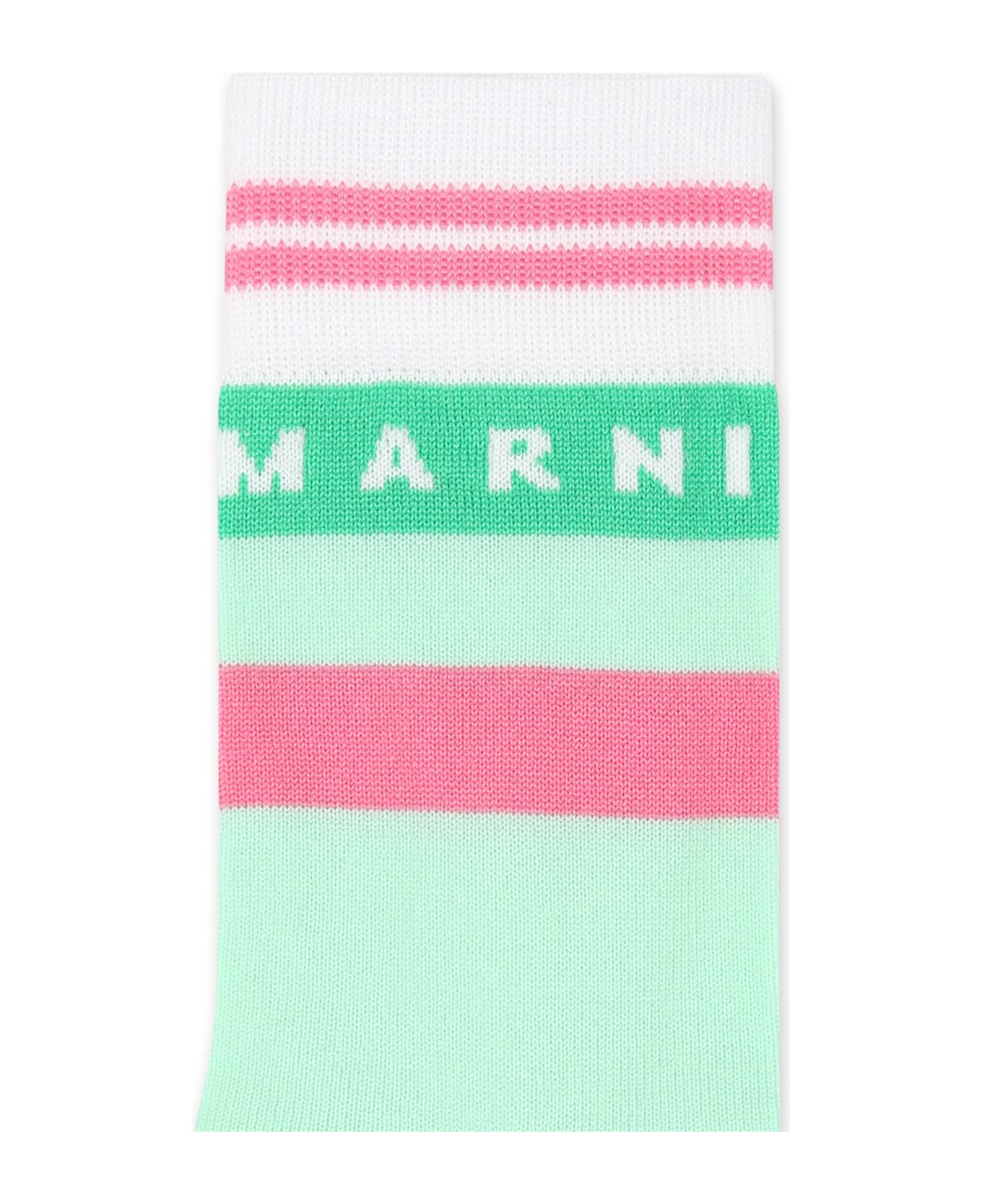 Marni Green Socks For Girl With Logo - Green