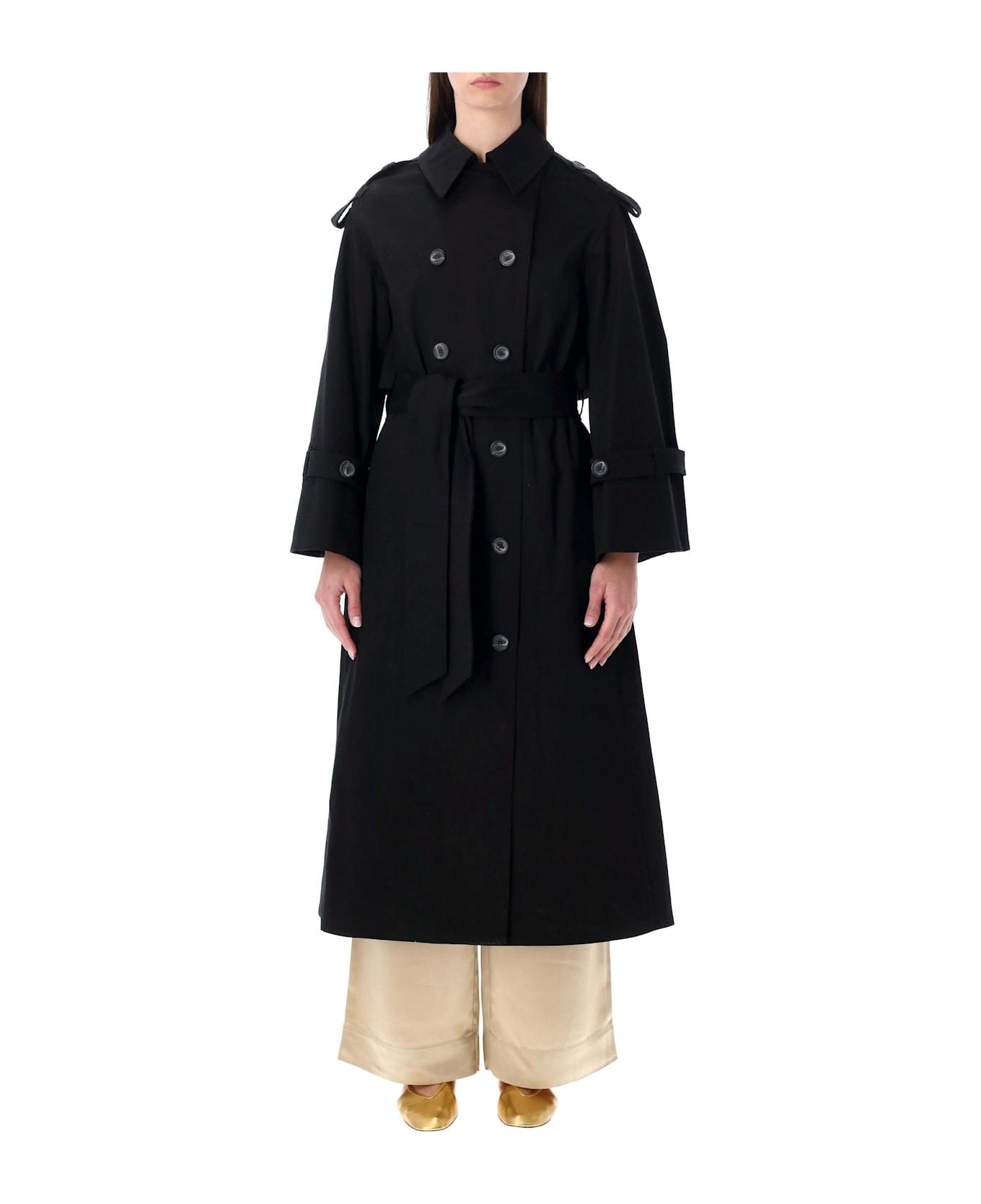 By Malene Birger Alaya Long Double-breasted Trench - BLACK