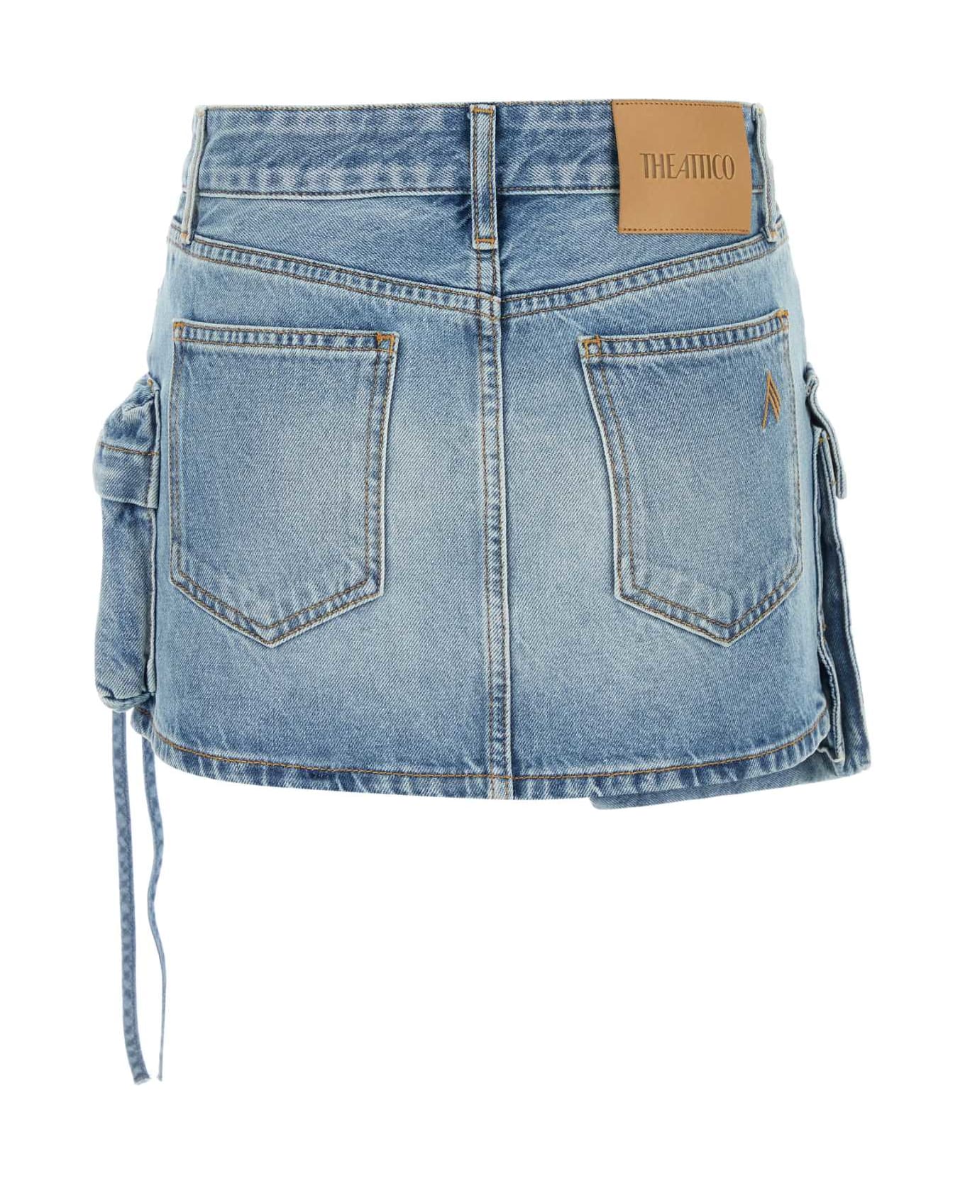 The Attico Denim Mini Skirt - SKYBLUE
