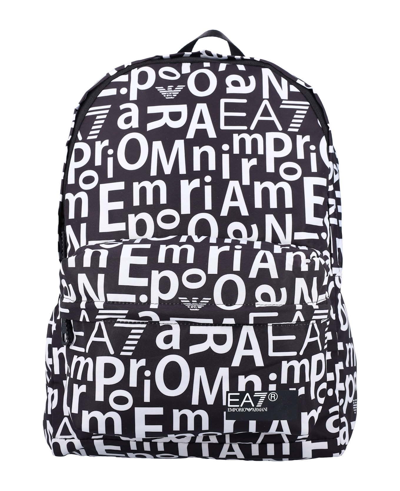 EA7 Allover Logo Print Backpack - Black
