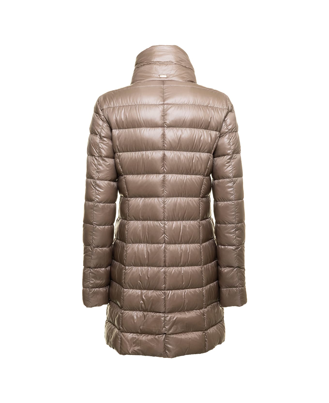 Herno Woman's Maria Taupe Color Quilted Nylon Long Down Jacket - Beige