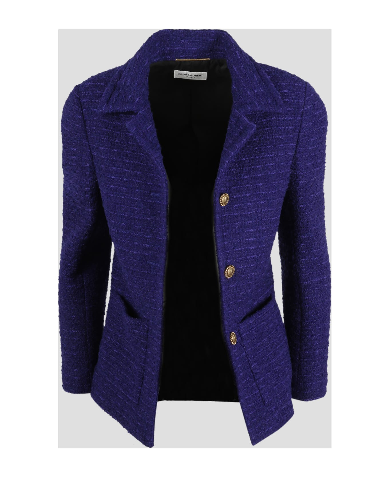 Saint Laurent Open Tweed Jacket - Blue