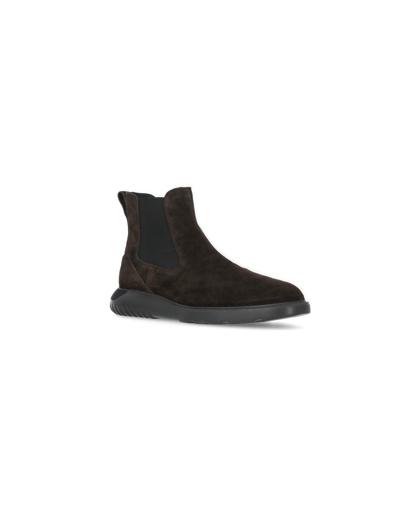 Hogan Round Toe Ankle Boots - Brown