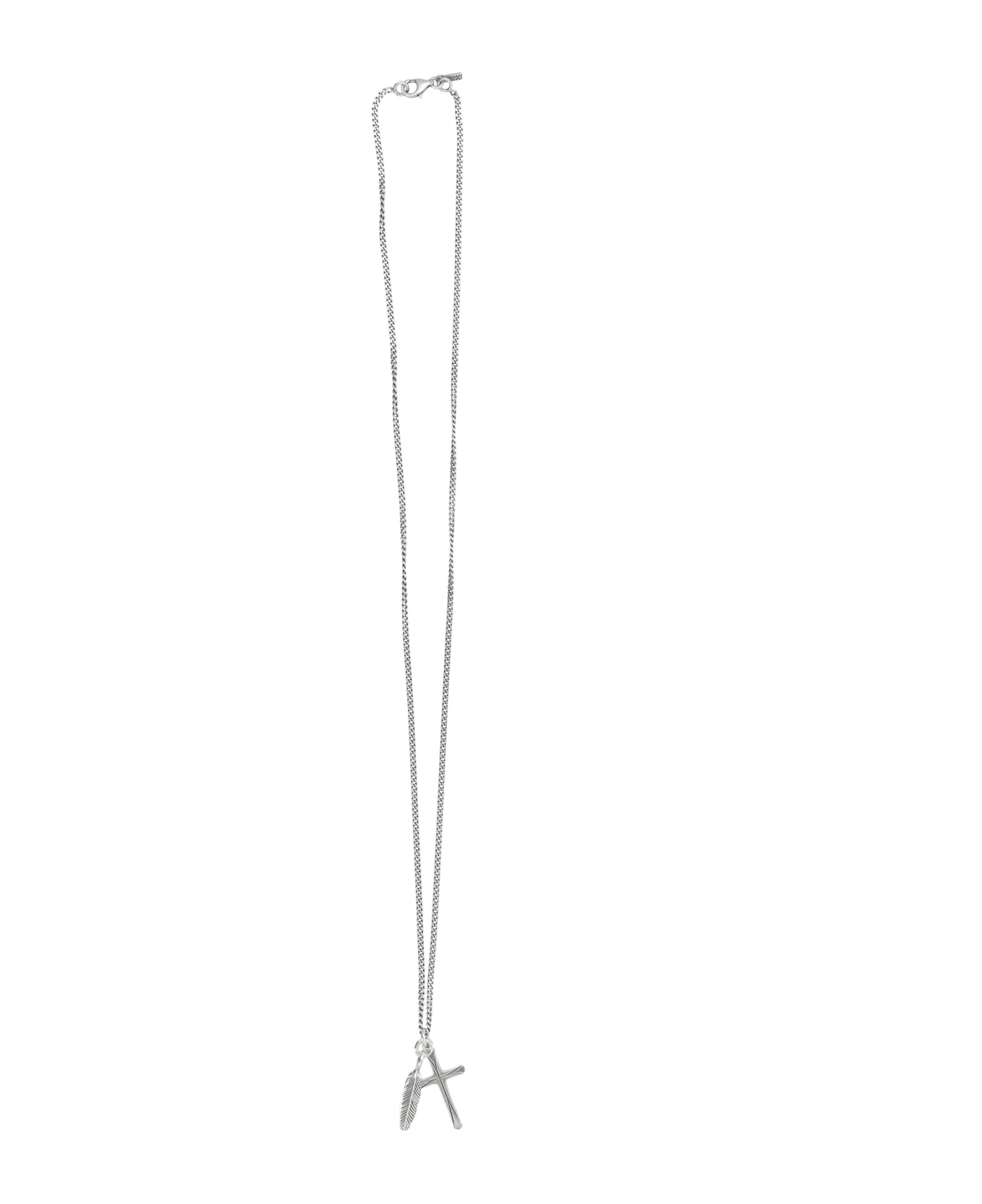 Emanuele Bicocchi Feather And Cross Necklace - SILVER