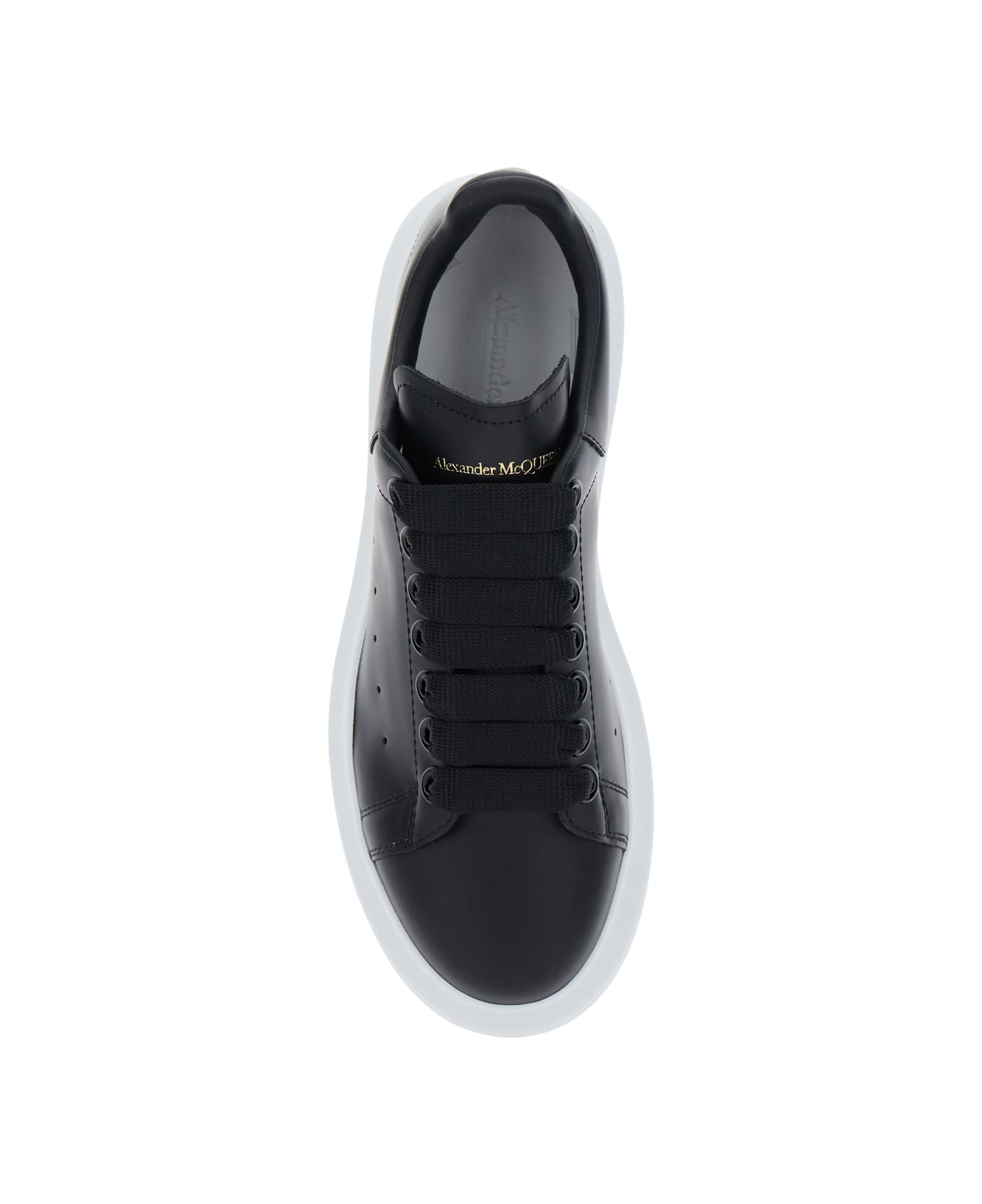 Alexander McQueen Black Low Top Sneakers With Logo Lettering On Tongue And Heel In Leather Woman - Black