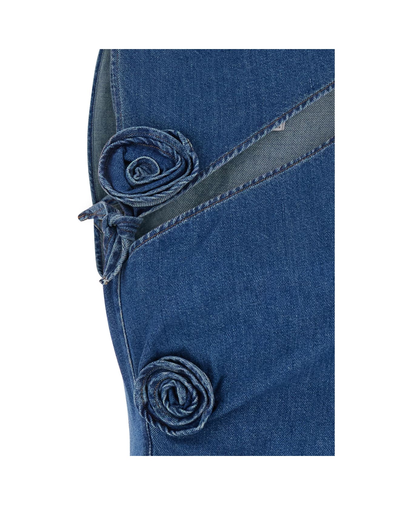 Coperni Blue Asymmetric Sleeveless Mini Dress With Cut-out Detail And Floral Patches In Denim Woman - Blu