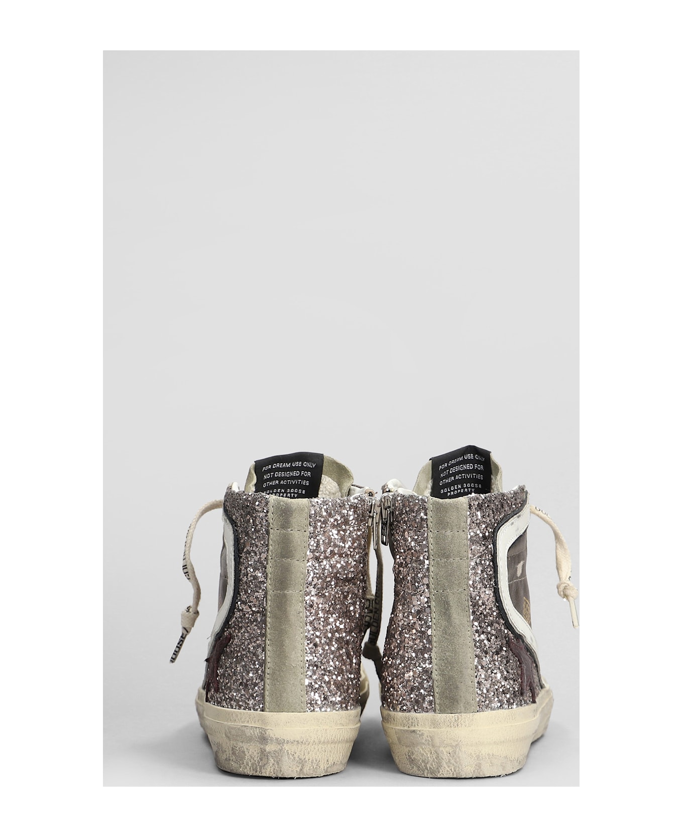 Golden Goose Duble Quarter Sneakers In Grey Suede And Fabric - grey