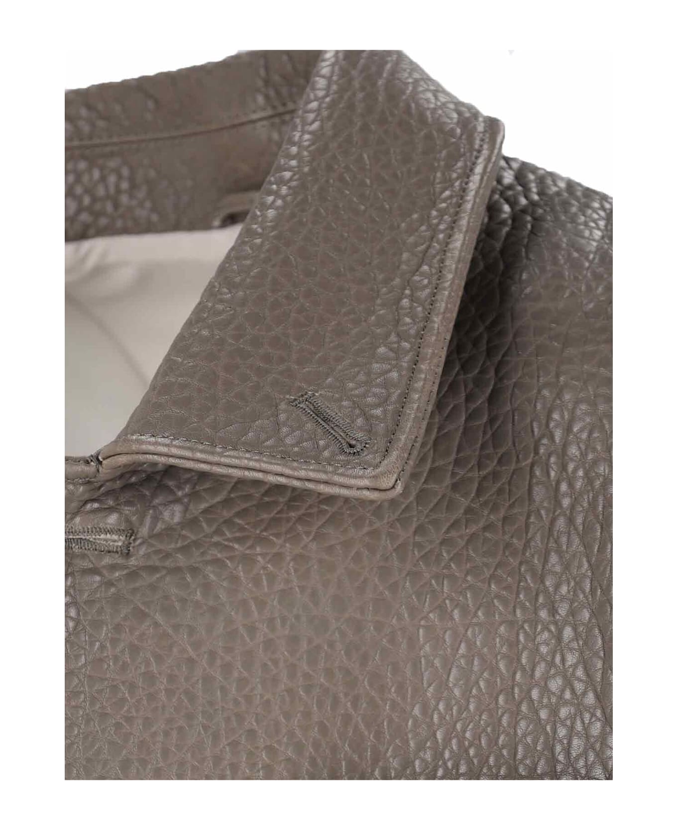 Ami Alexandre Mattiussi Leather Jacket - Taupe