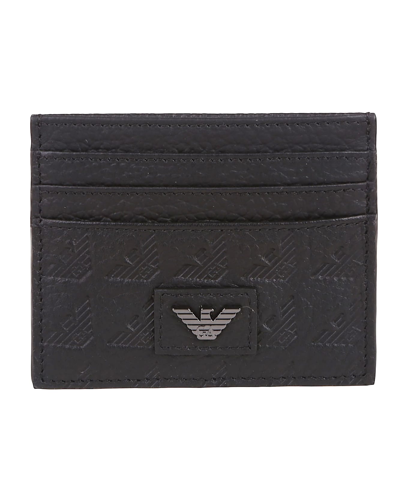 Emporio Armani Logo Plaque Credit Card Holder - Nero