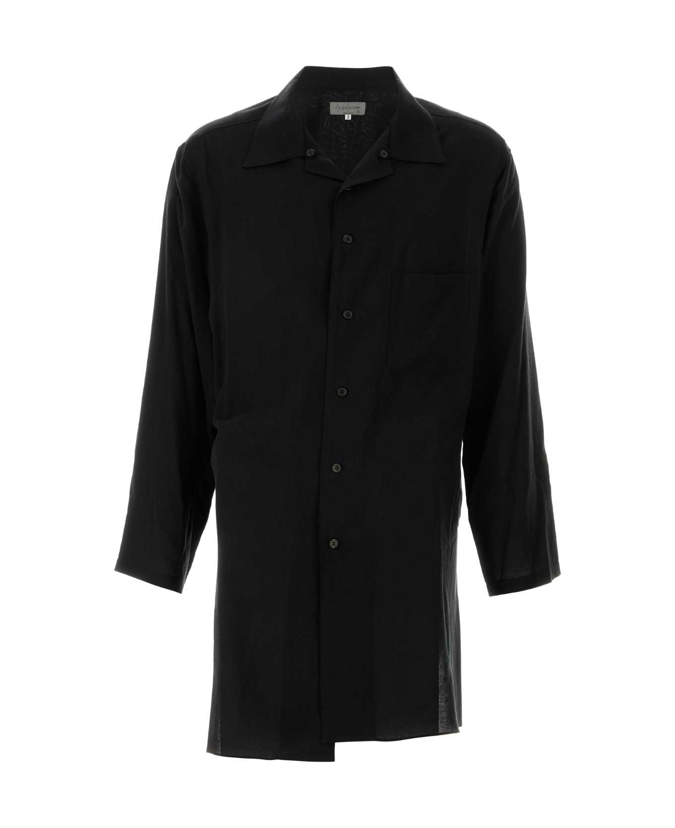 Yohji Yamamoto Black Cellulose Oversize Shirt - BLACK