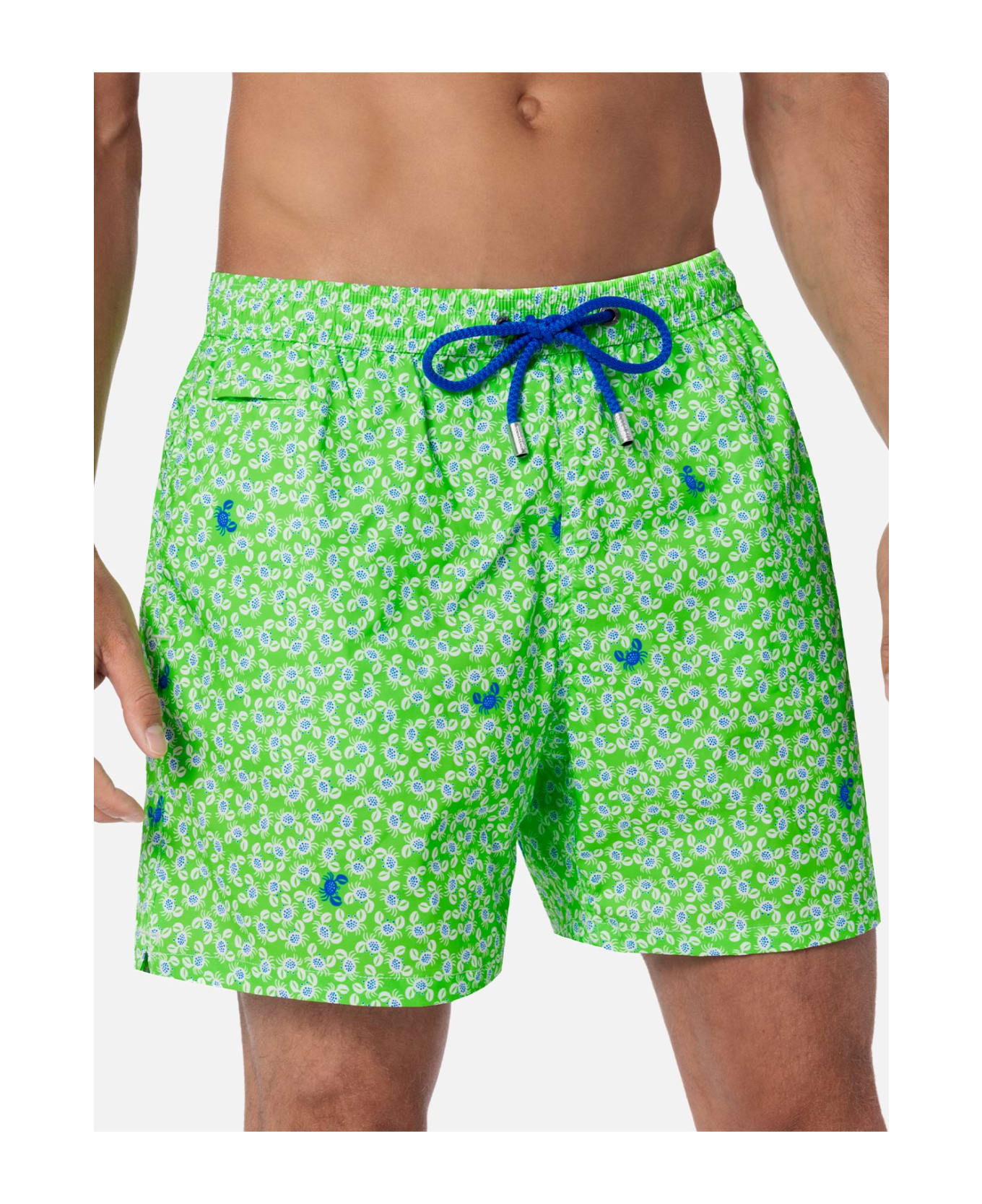 MC2 Saint Barth Comfort Light Classic Stretch Swim Shorts With Crabs Print - VERDE FLUO