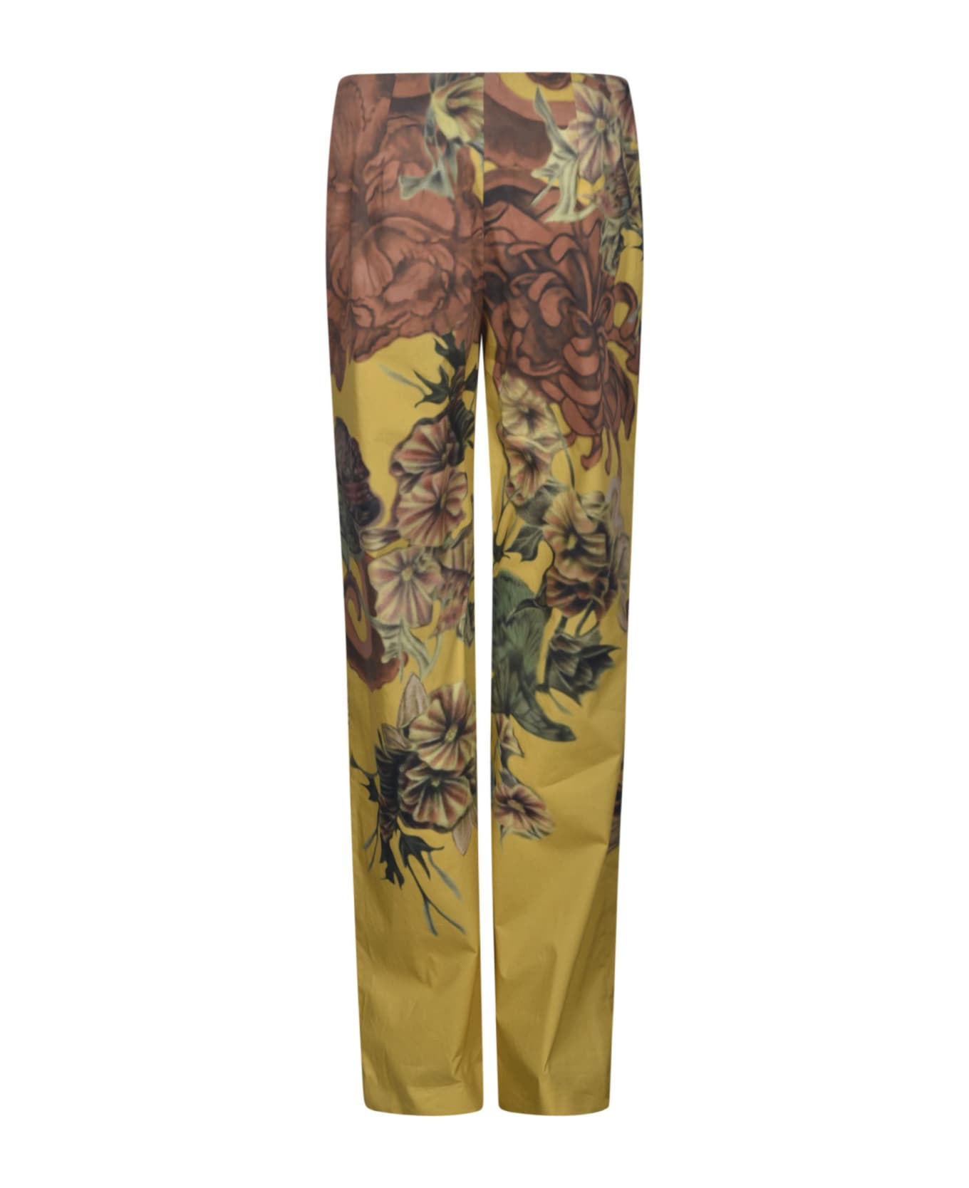 Alberta Ferretti Floral Print Trousers - Yellow/Brown