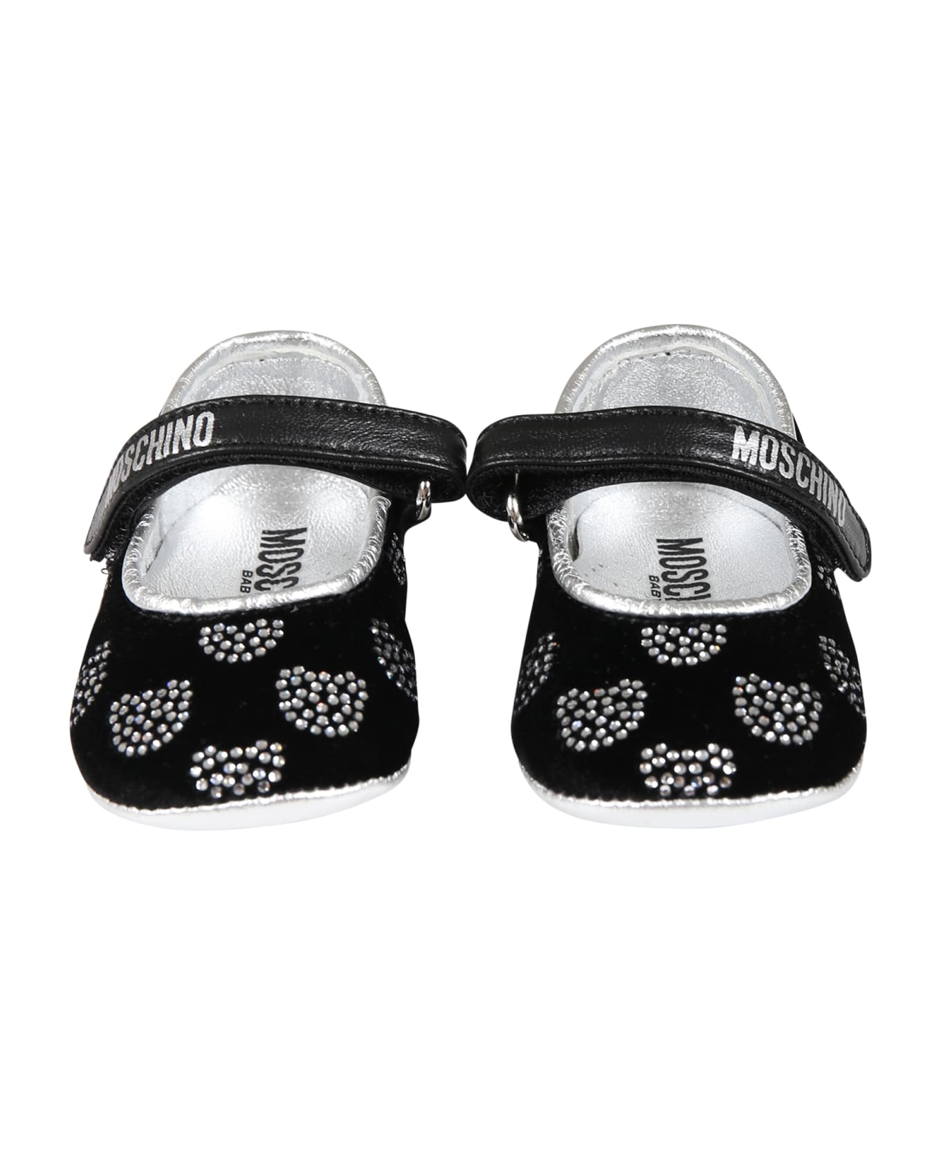 Moschino Black Ballet Flats For Baby Girl With Logo And Teddy Bear - Black