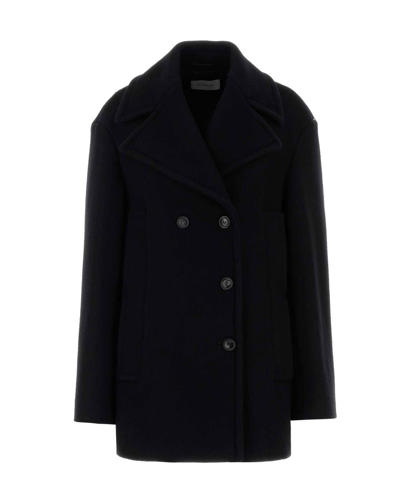 SportMax Black Wool Tabella Coat - BLACK