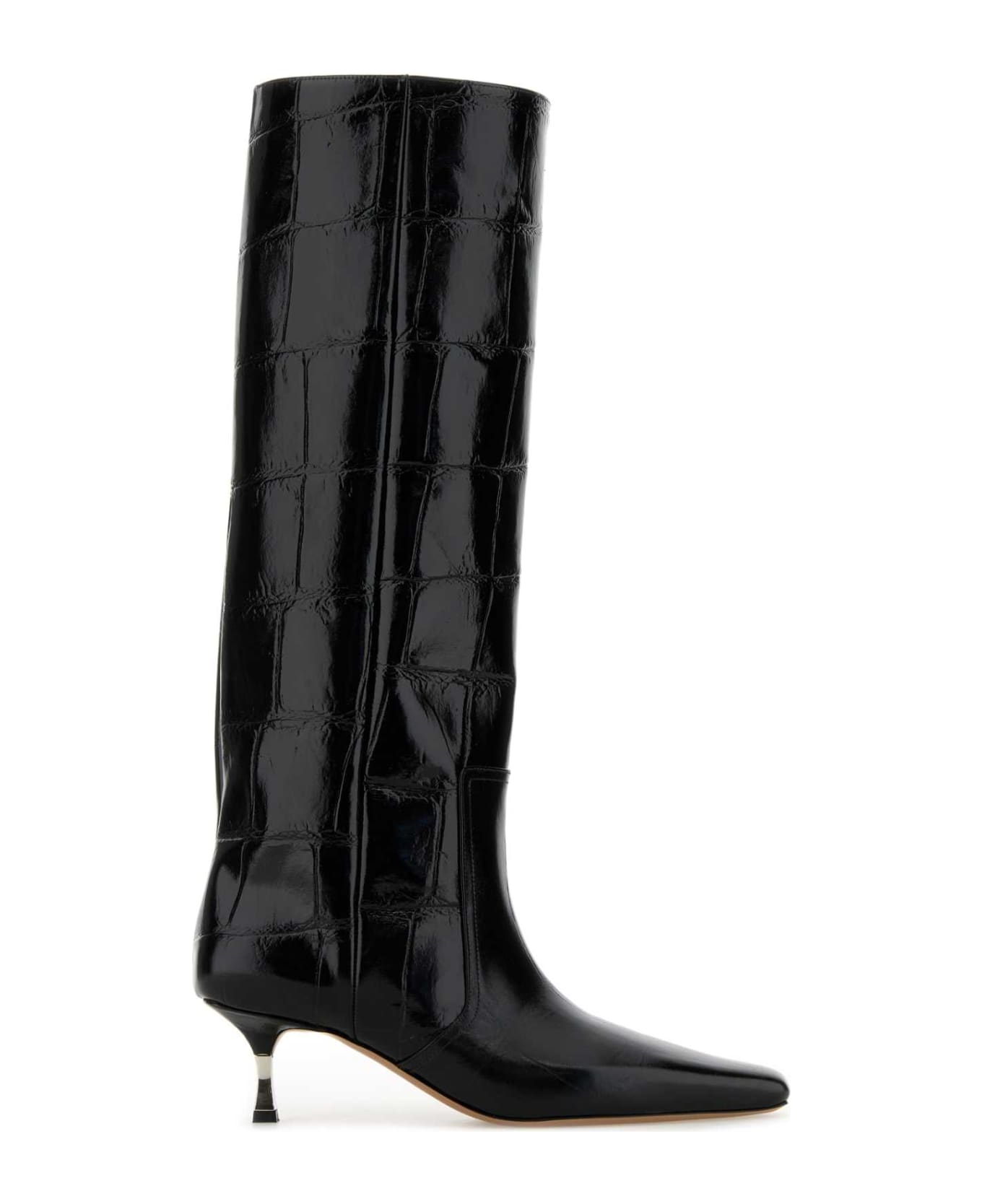 Paris Texas Black Leather Bettina Boots - BLACK