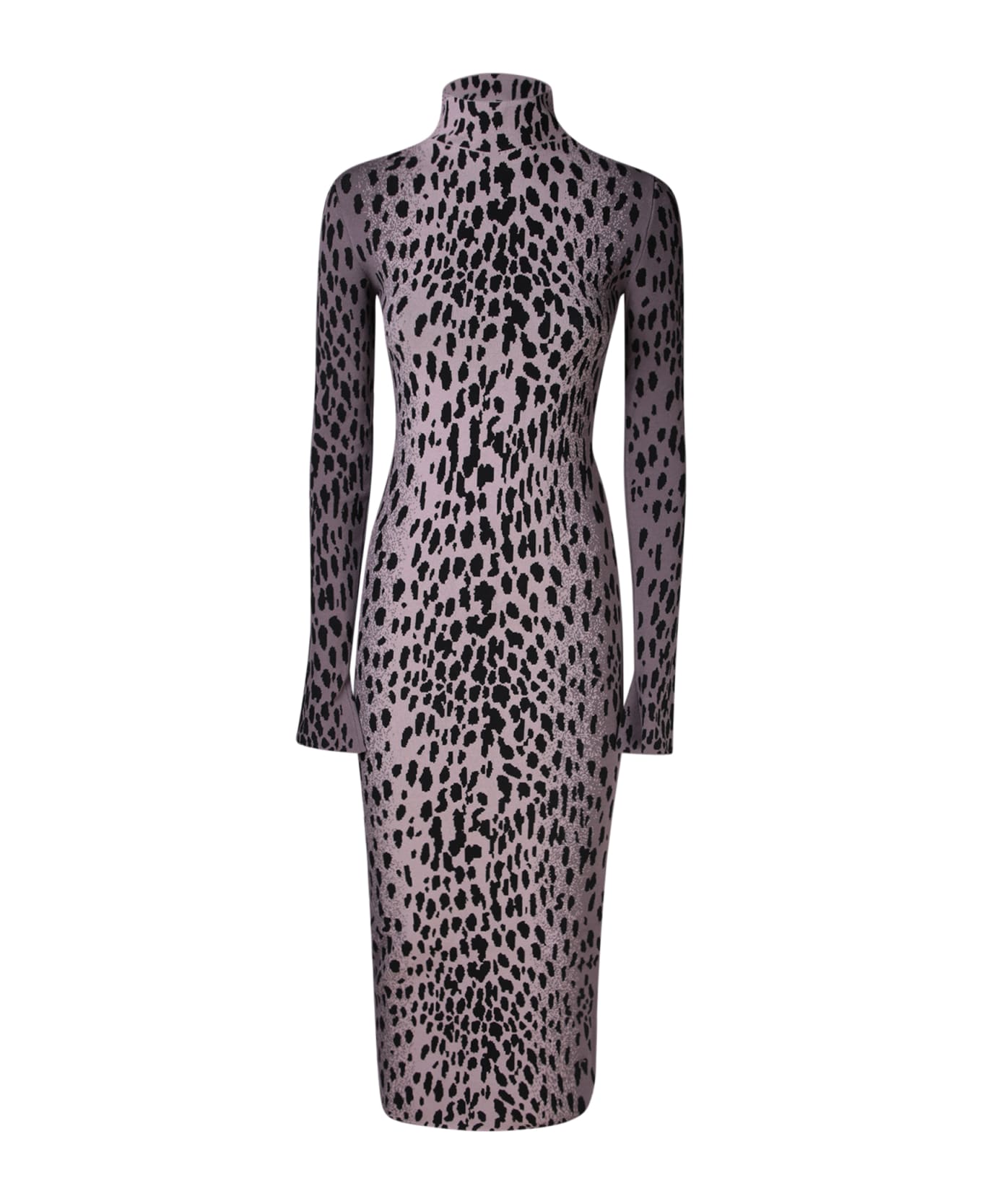SSHEENA Long Leopard Knit Dress Lilac And Black - Multi