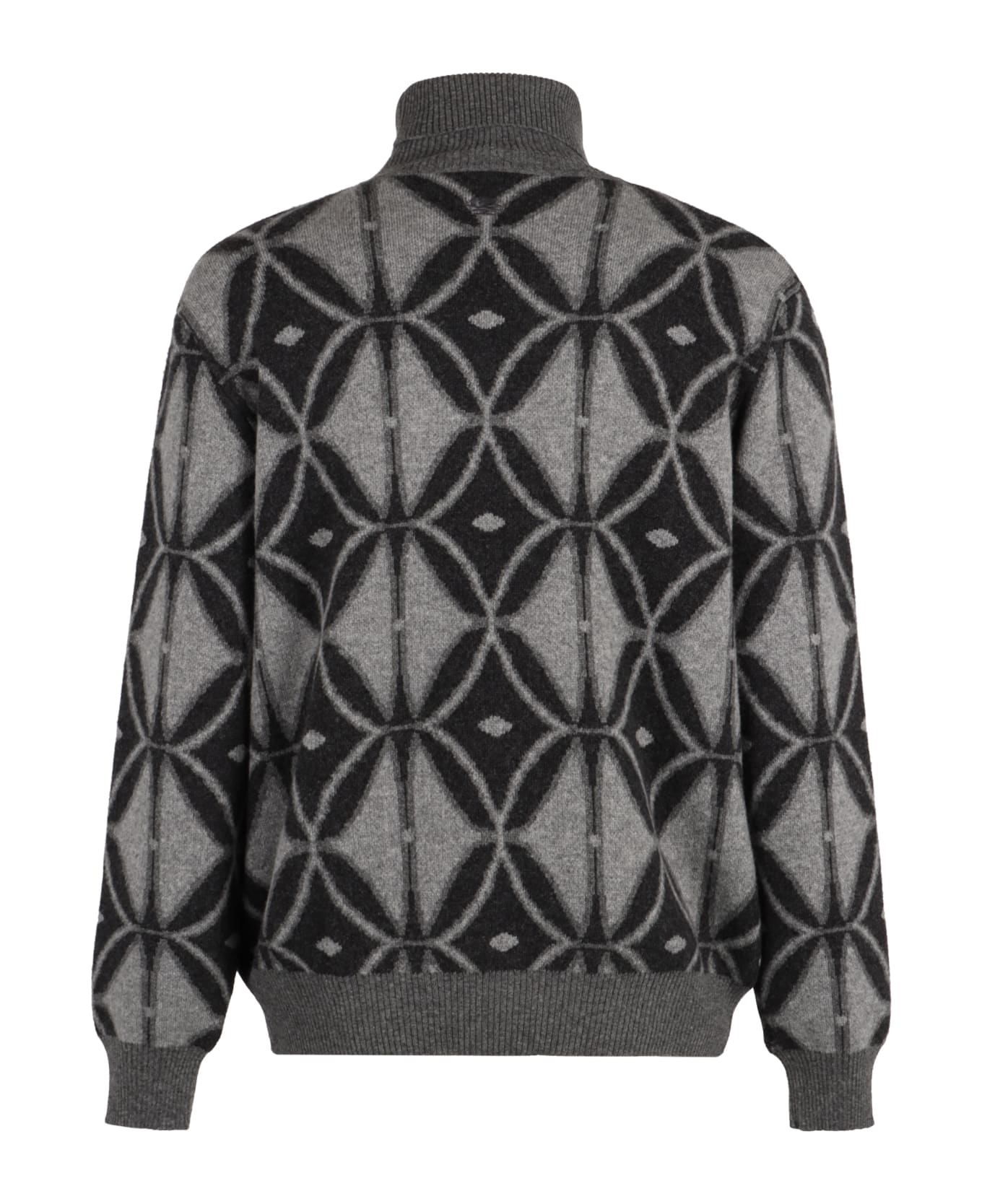 Etro Two-tone Wool Knit Turtleneck Pullover - grey