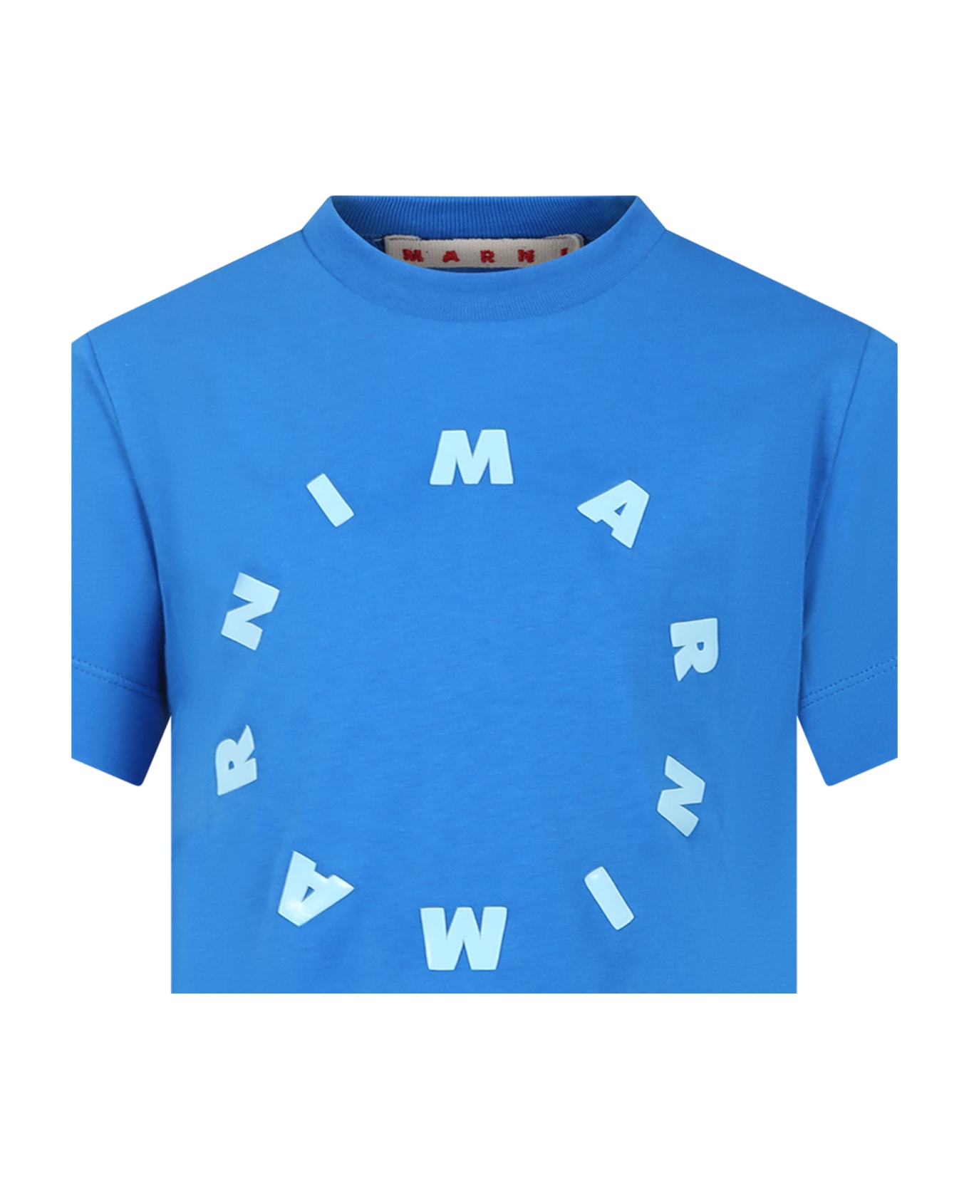 Marni Light Blue T-shirt For Kids With Logo - Light Blue Tシャツ＆ポロシャツ