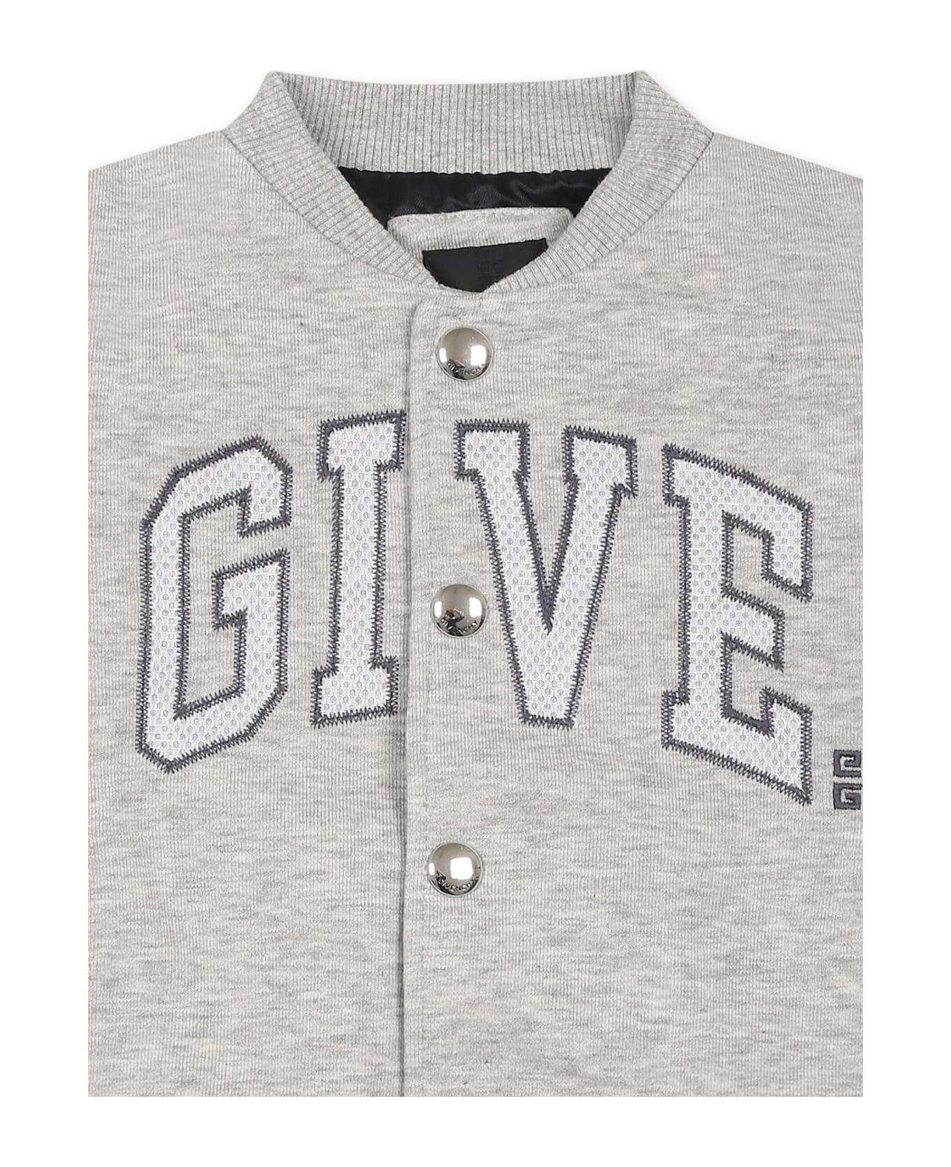Givenchy Grey Bomber Jacket For Baby Boy With Logo - Grey