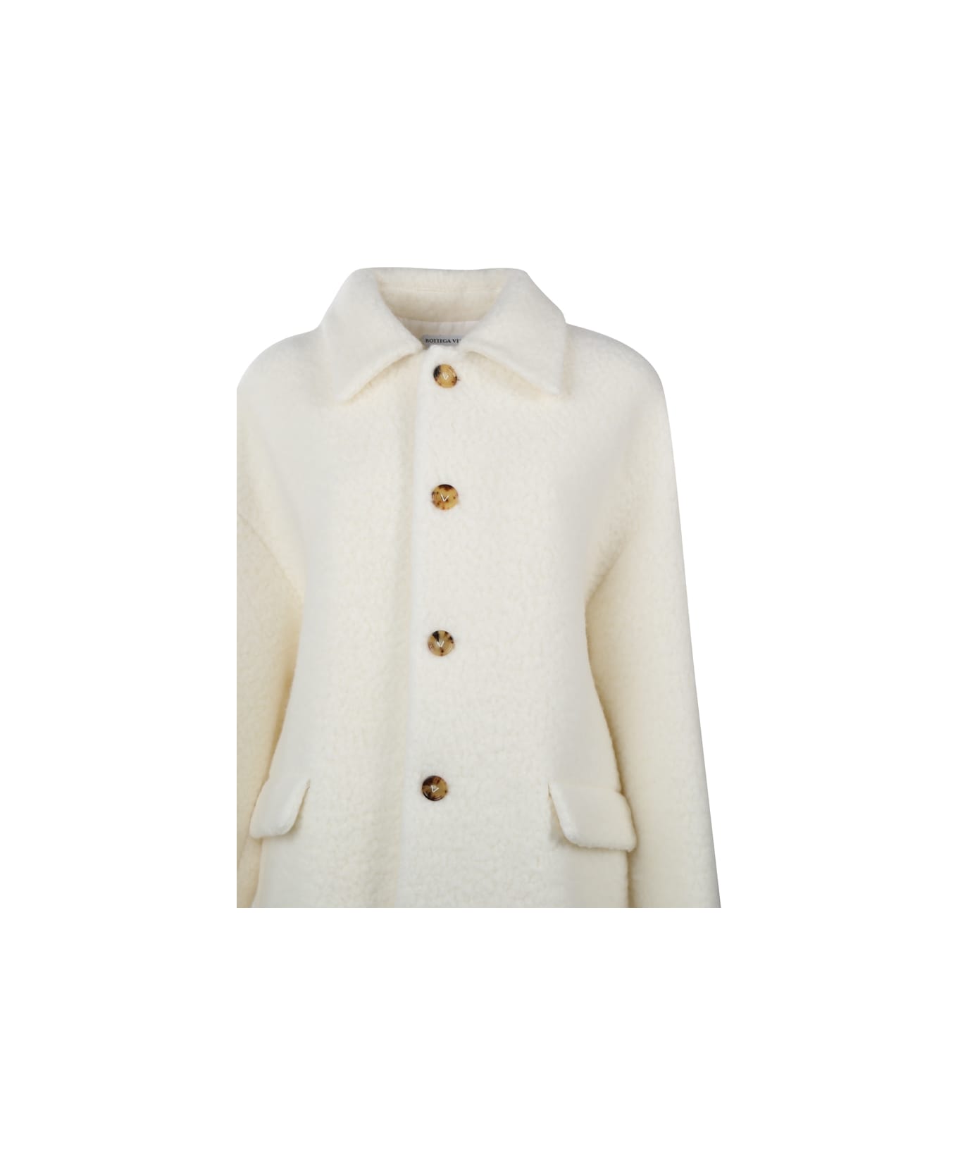 Bottega Veneta Bouclé Coat In Wool And Mohair - White