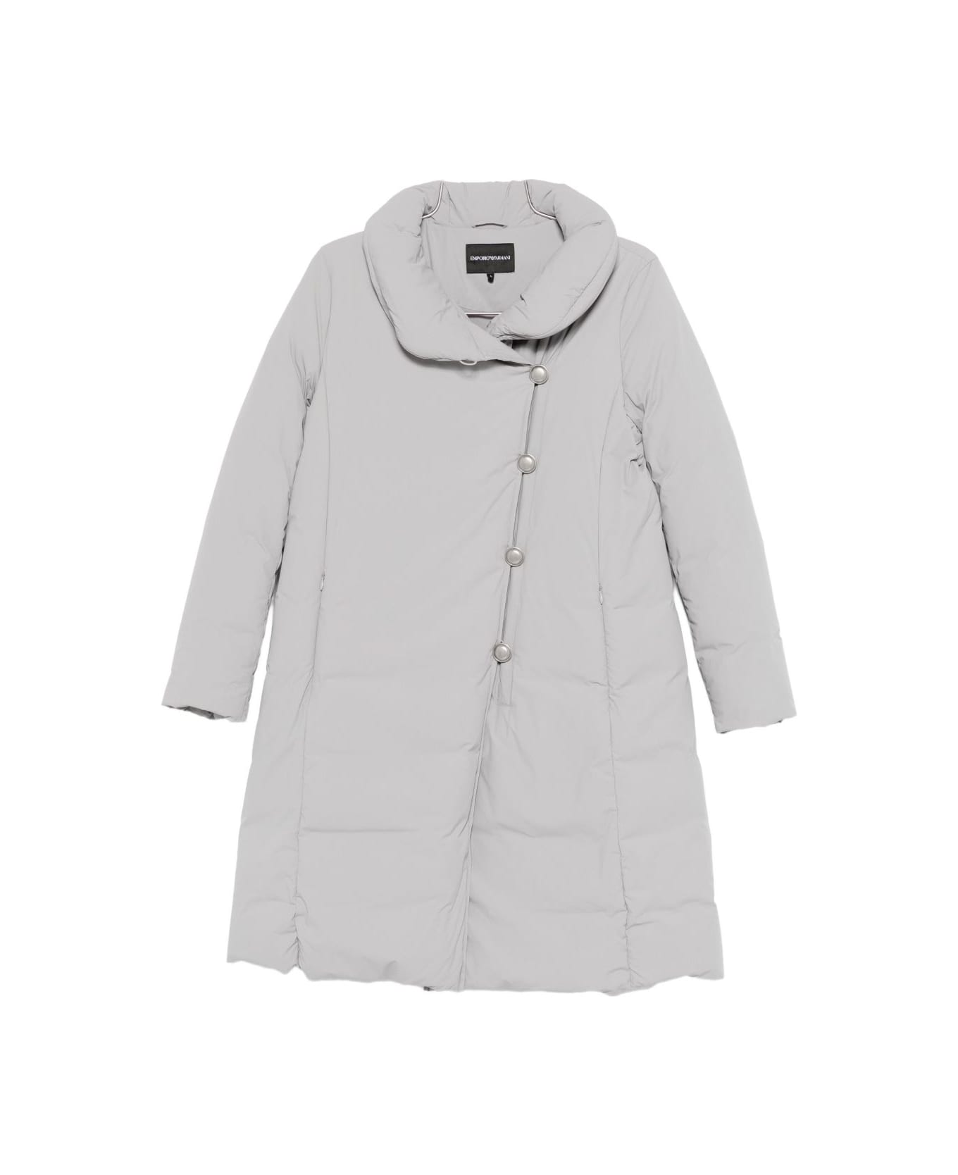 Emporio Armani Nylon Midi Down Jacket - Silver