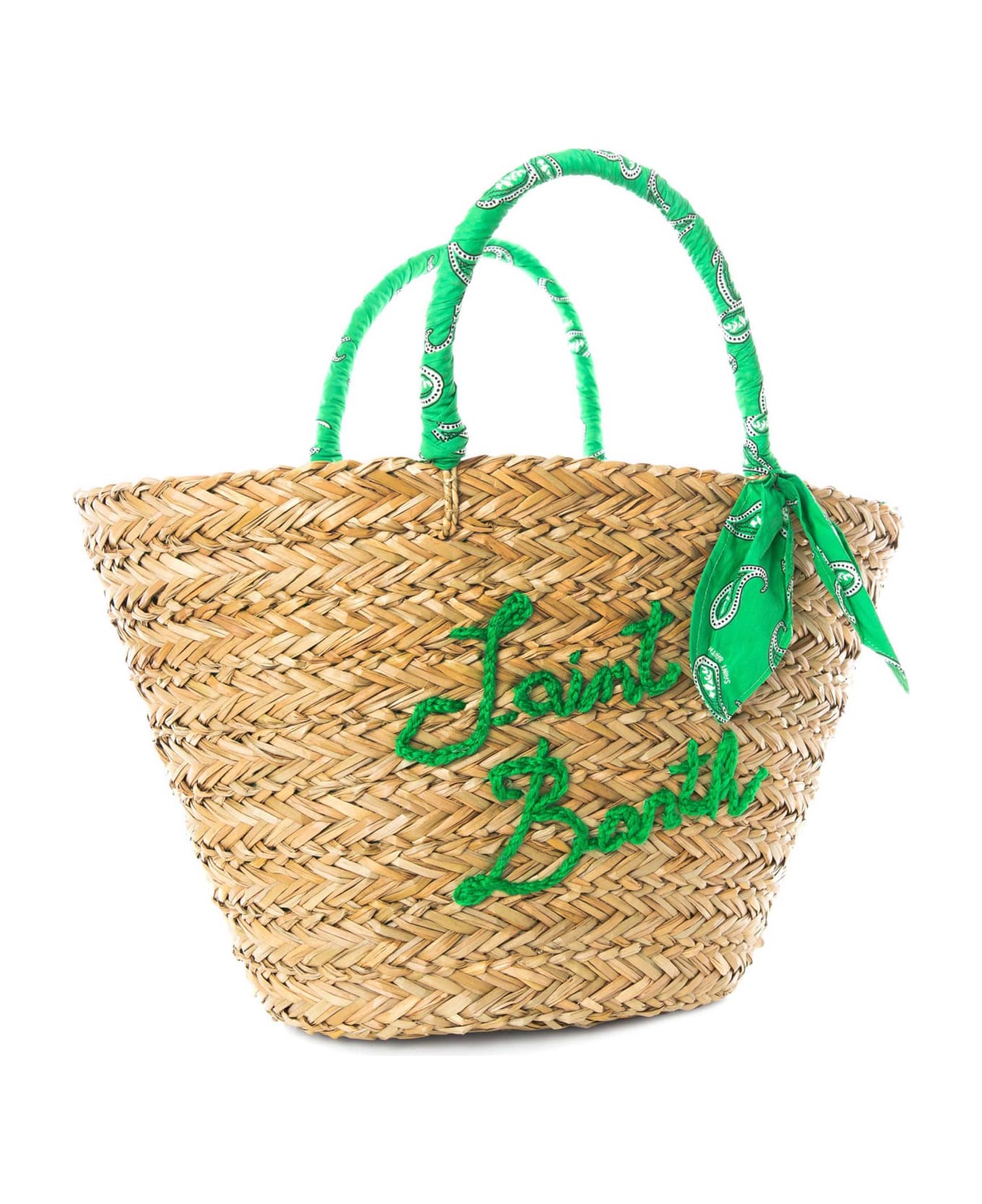 MC2 Saint Barth Woman Straw Bag With Embroidery - GREEN