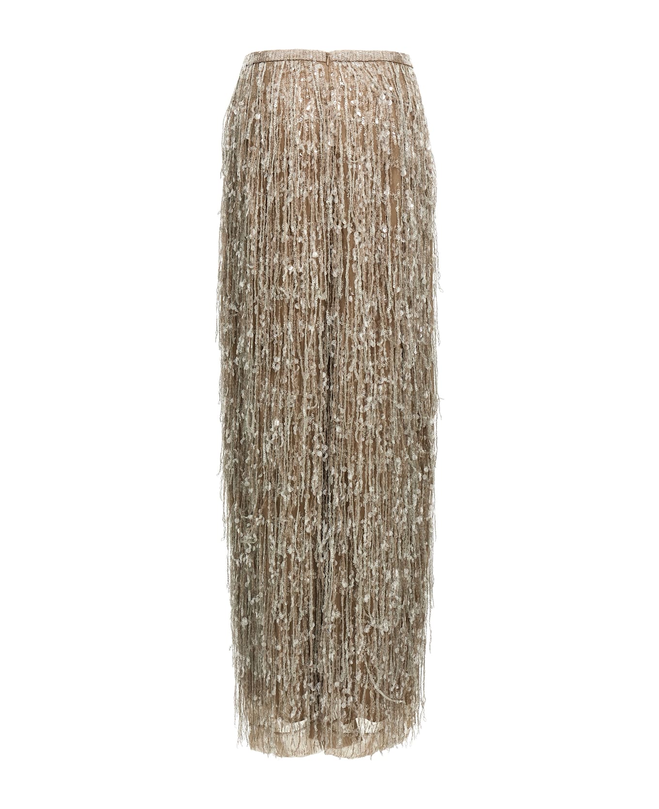 Brunello Cucinelli Sequin Fringed Skirt - Beige
