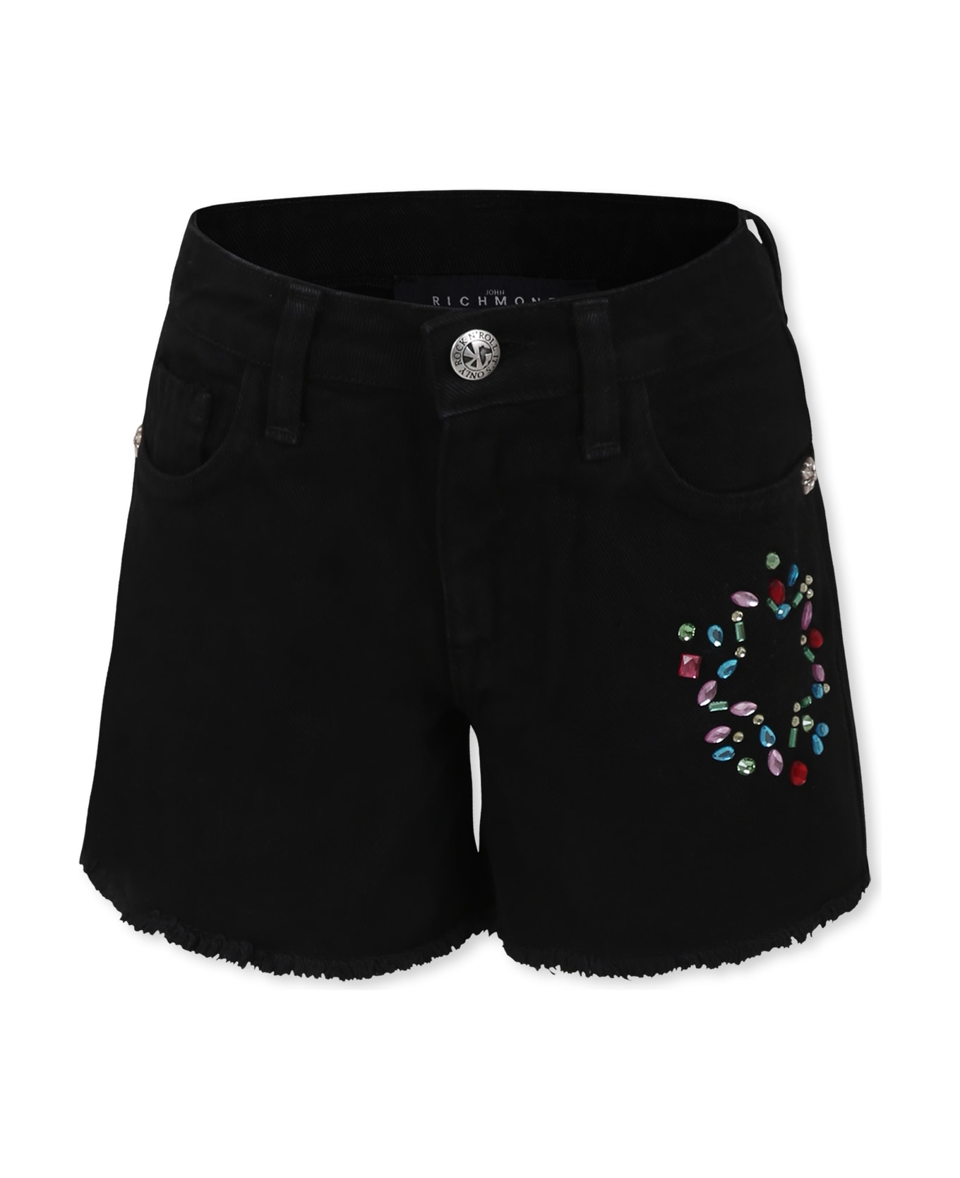 Richmond Black Shorts For Girl With Logo - Black